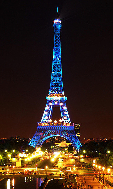 Download mobile wallpaper Night, Paris, Eiffel Tower, Monuments, Light, Monument, Man Made for free.