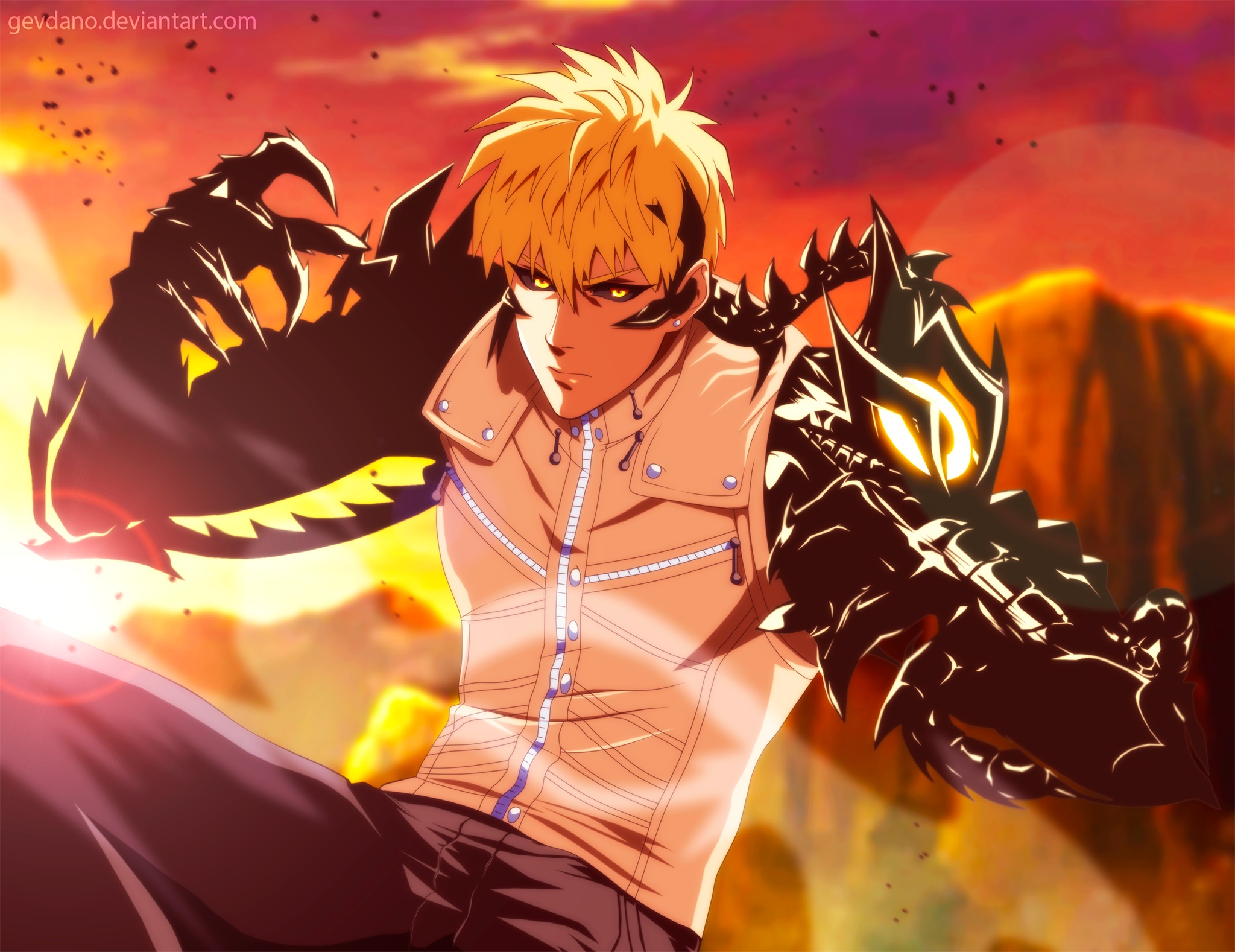 Download mobile wallpaper Anime, Sunset, One Punch Man, Genos (One Punch Man) for free.