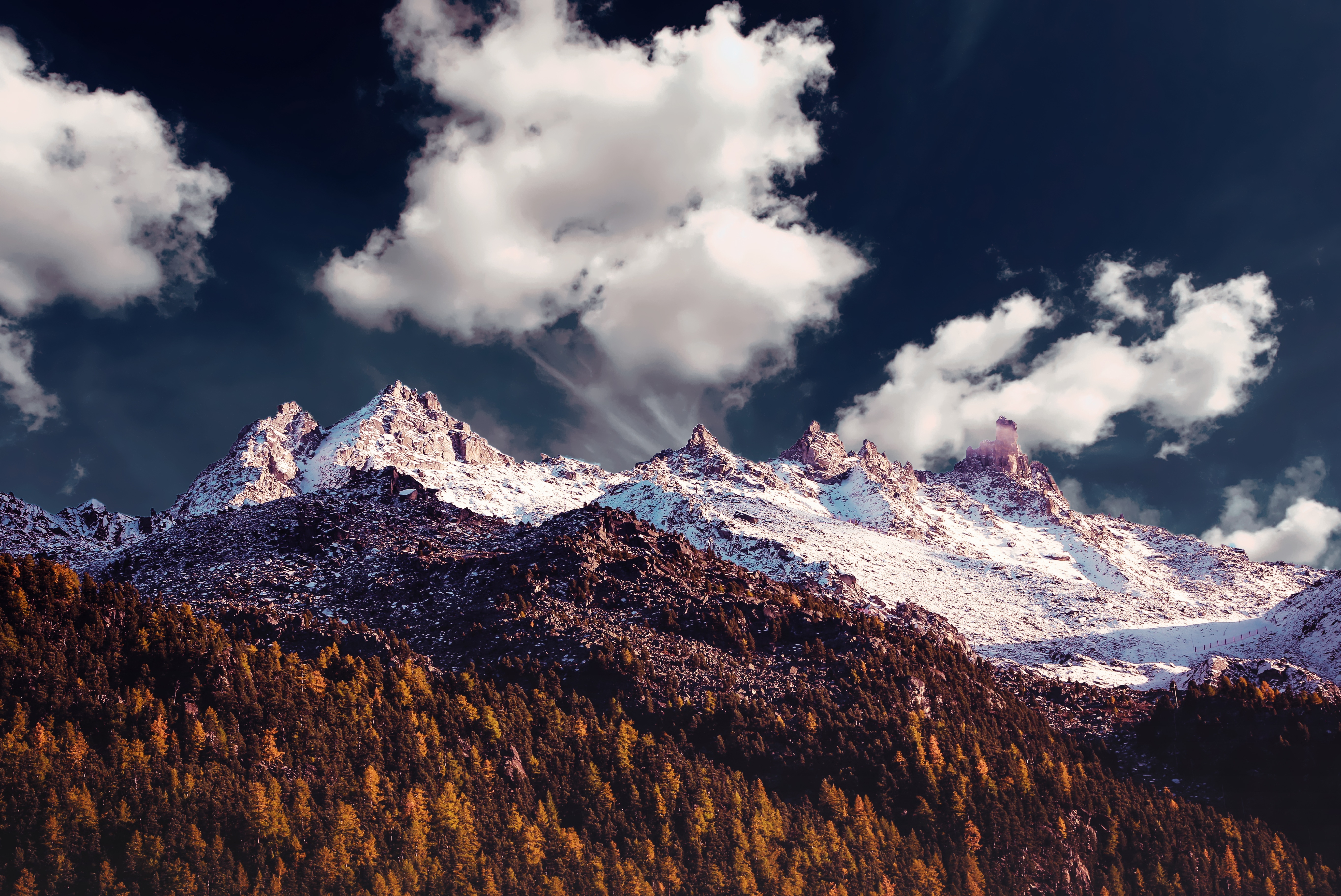 Free download wallpaper Nature, Trees, Clouds, Top, Hills, Mountains, Vertex on your PC desktop