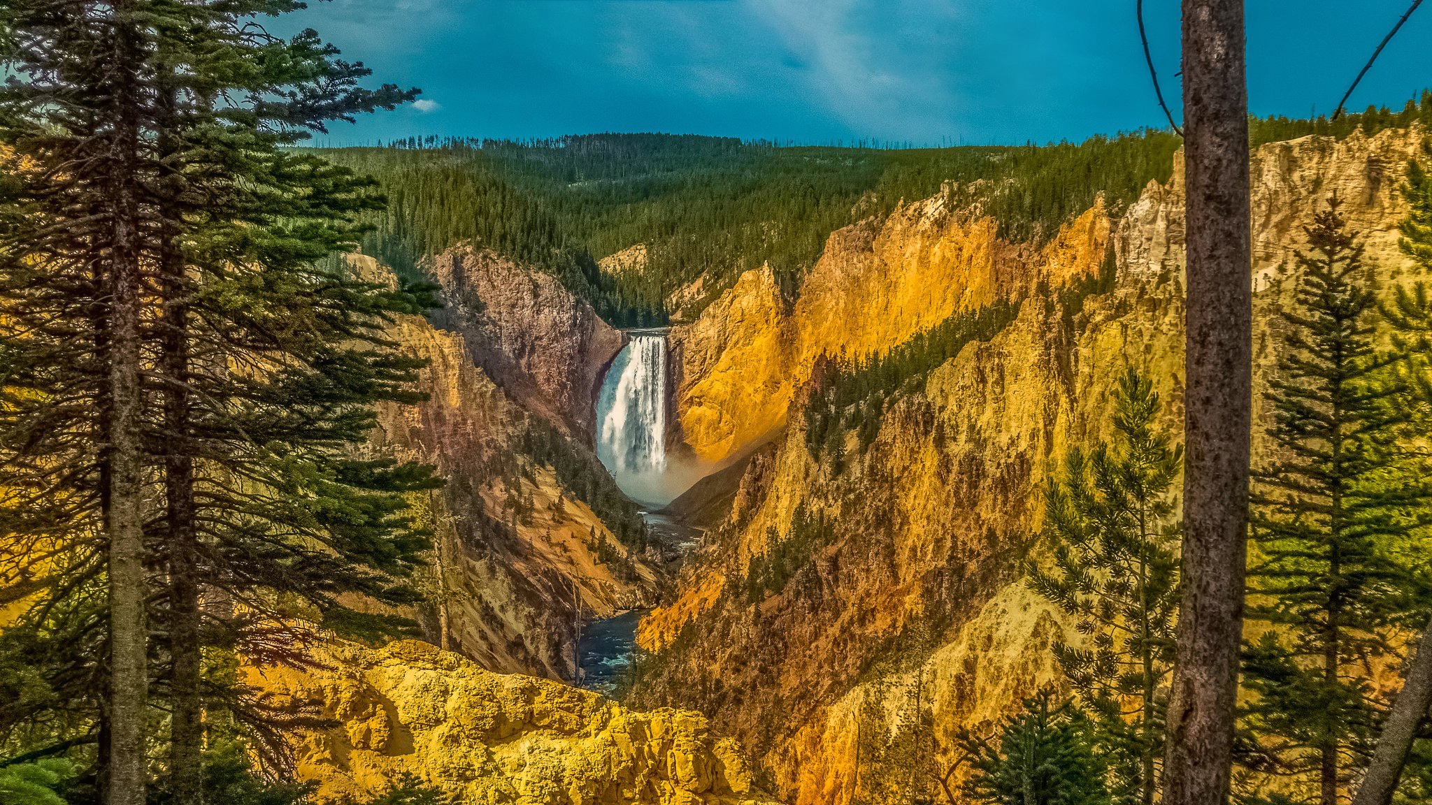 Download mobile wallpaper Landscape, Nature, Waterfalls, Usa, Waterfall, Earth, Yellowstone for free.