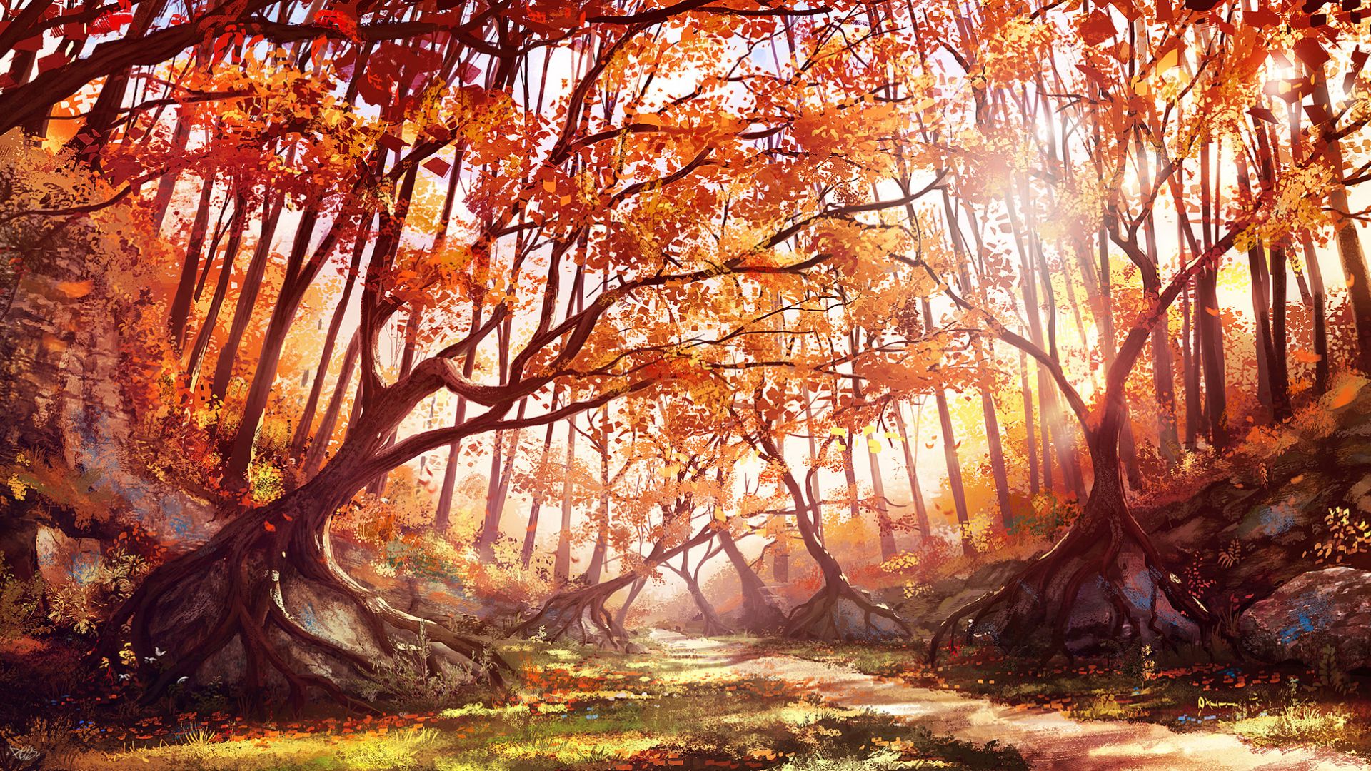 Free download wallpaper Forest, Tree, Fall, Artistic on your PC desktop