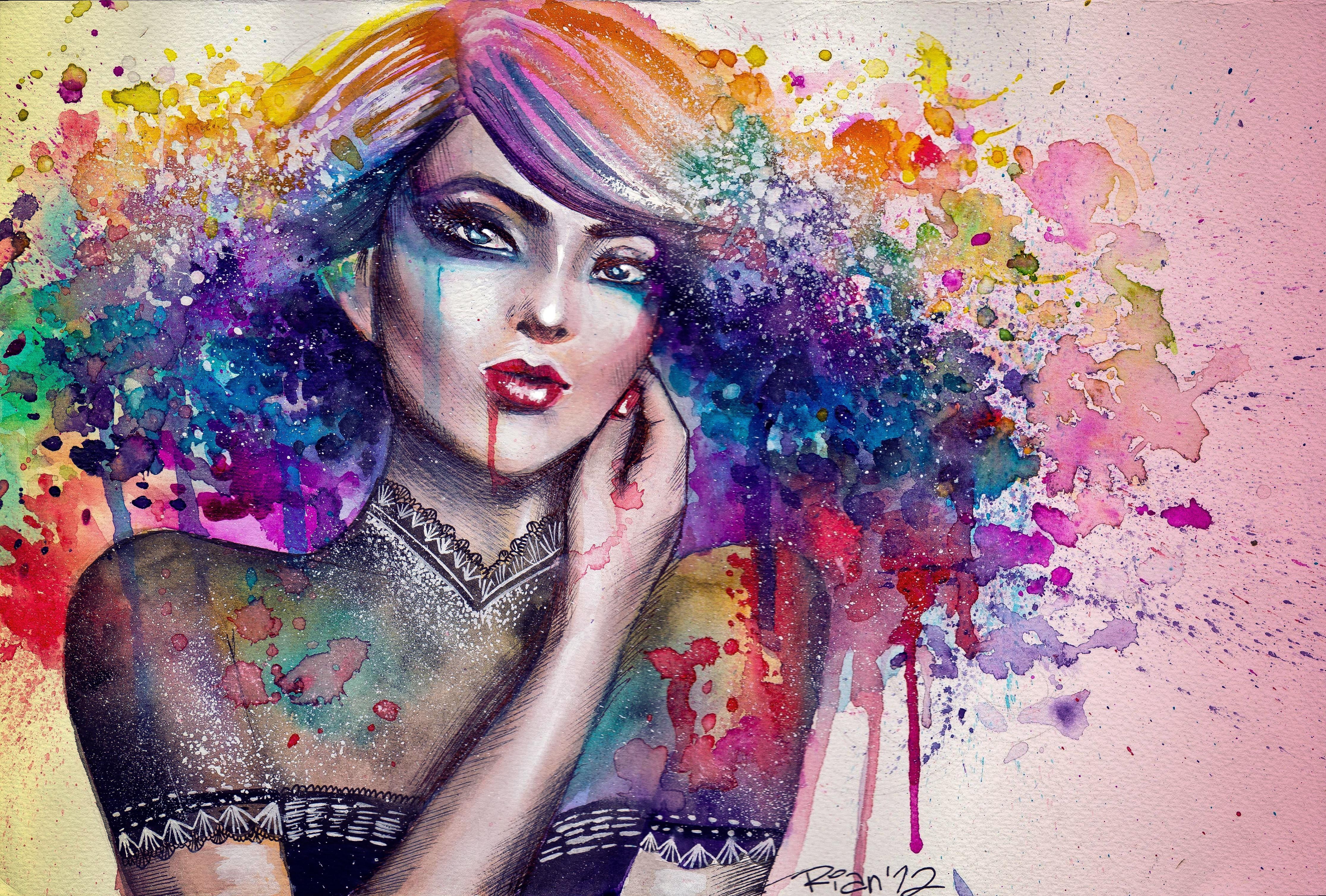 Laden Sie das Farben, Frauen, Künstlerisch, Trippy-Bild kostenlos auf Ihren PC-Desktop herunter