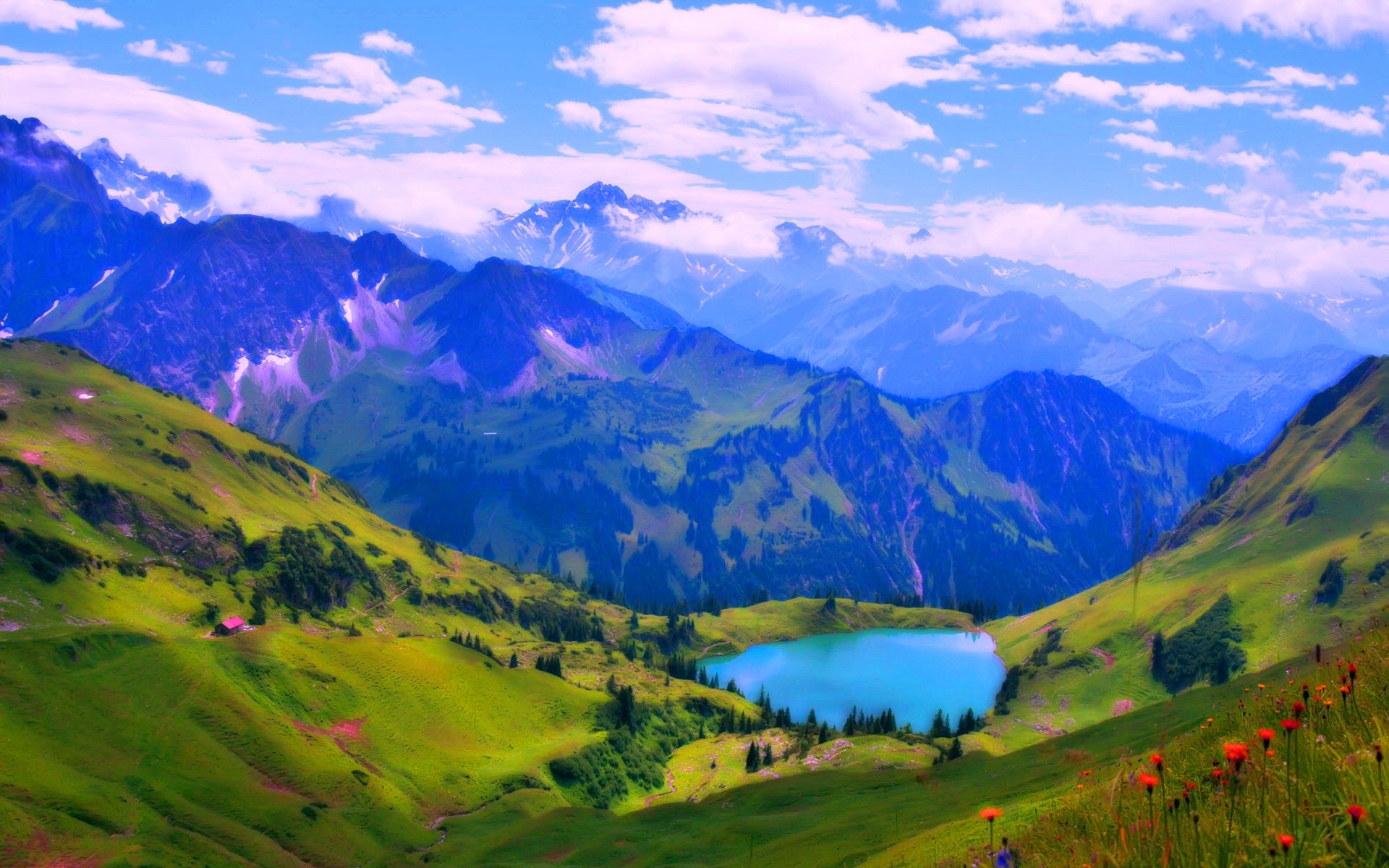 PCデスクトップに風景, 湖, 山, 地球, 春画像を無料でダウンロード