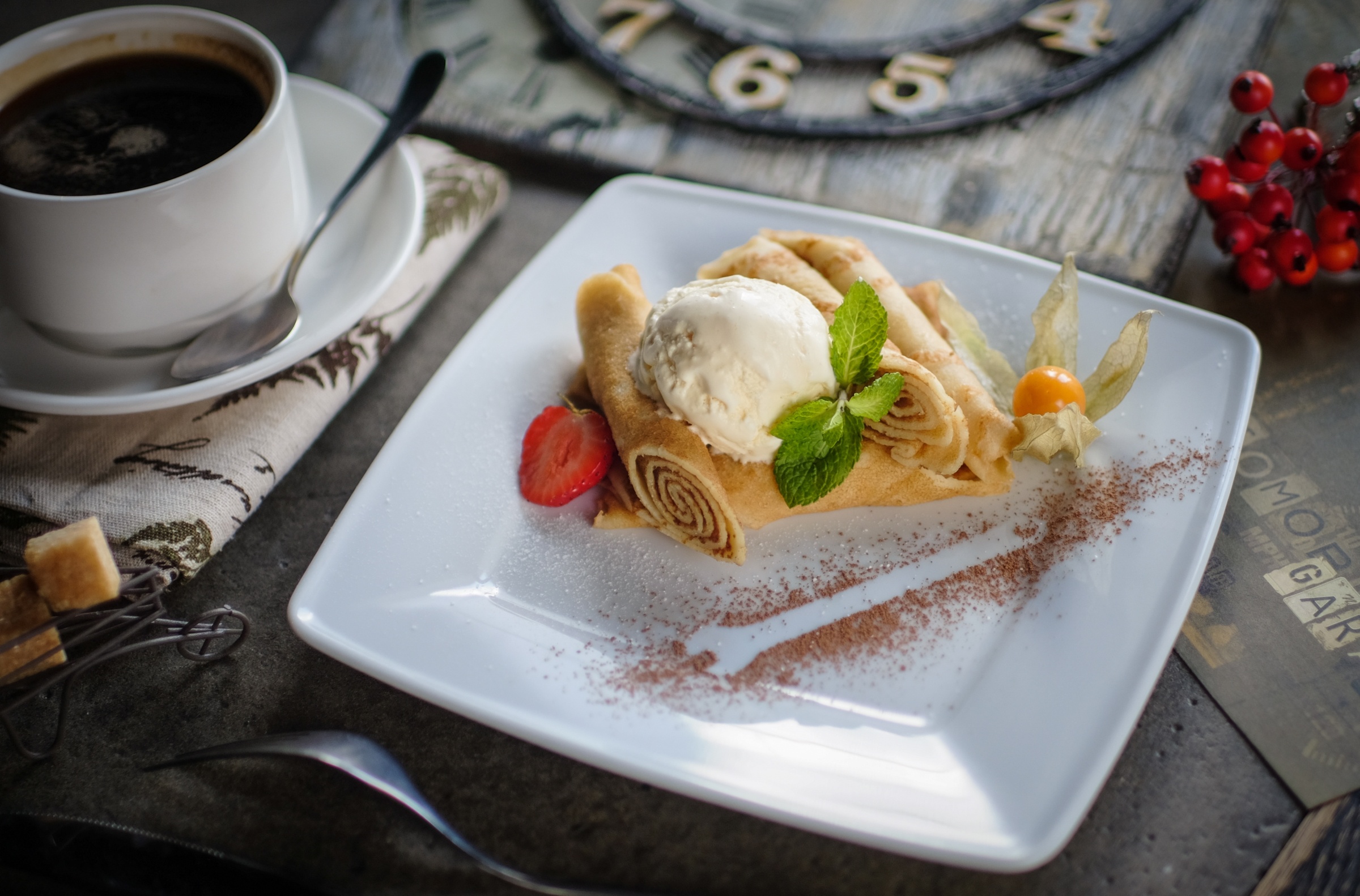 Free download wallpaper Food, Ice Cream, Still Life, Sweets, Crêpe on your PC desktop