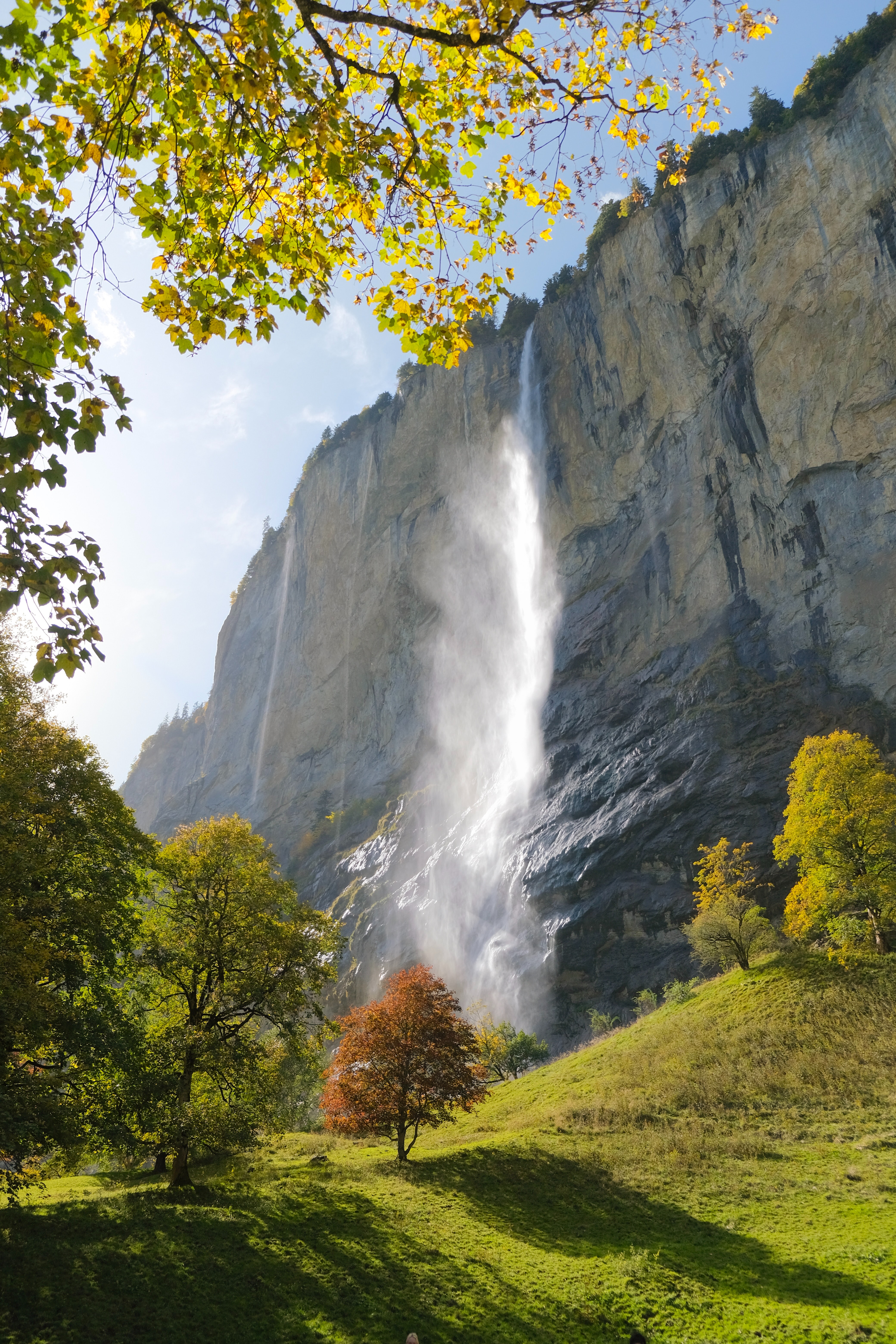 HD wallpaper waterfall, landscape, nature, trees, rock