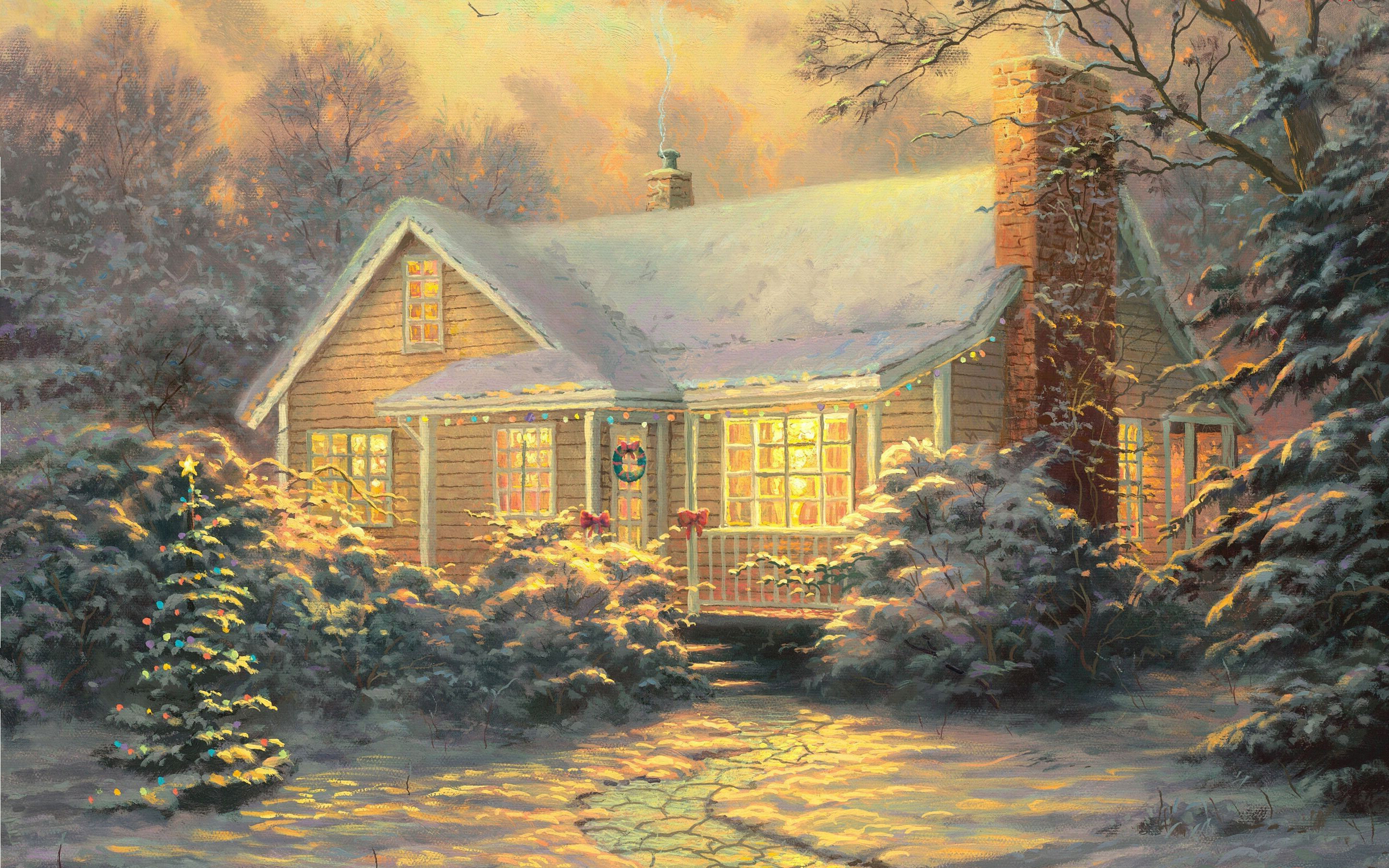 Download mobile wallpaper Painting, House, Artistic for free.