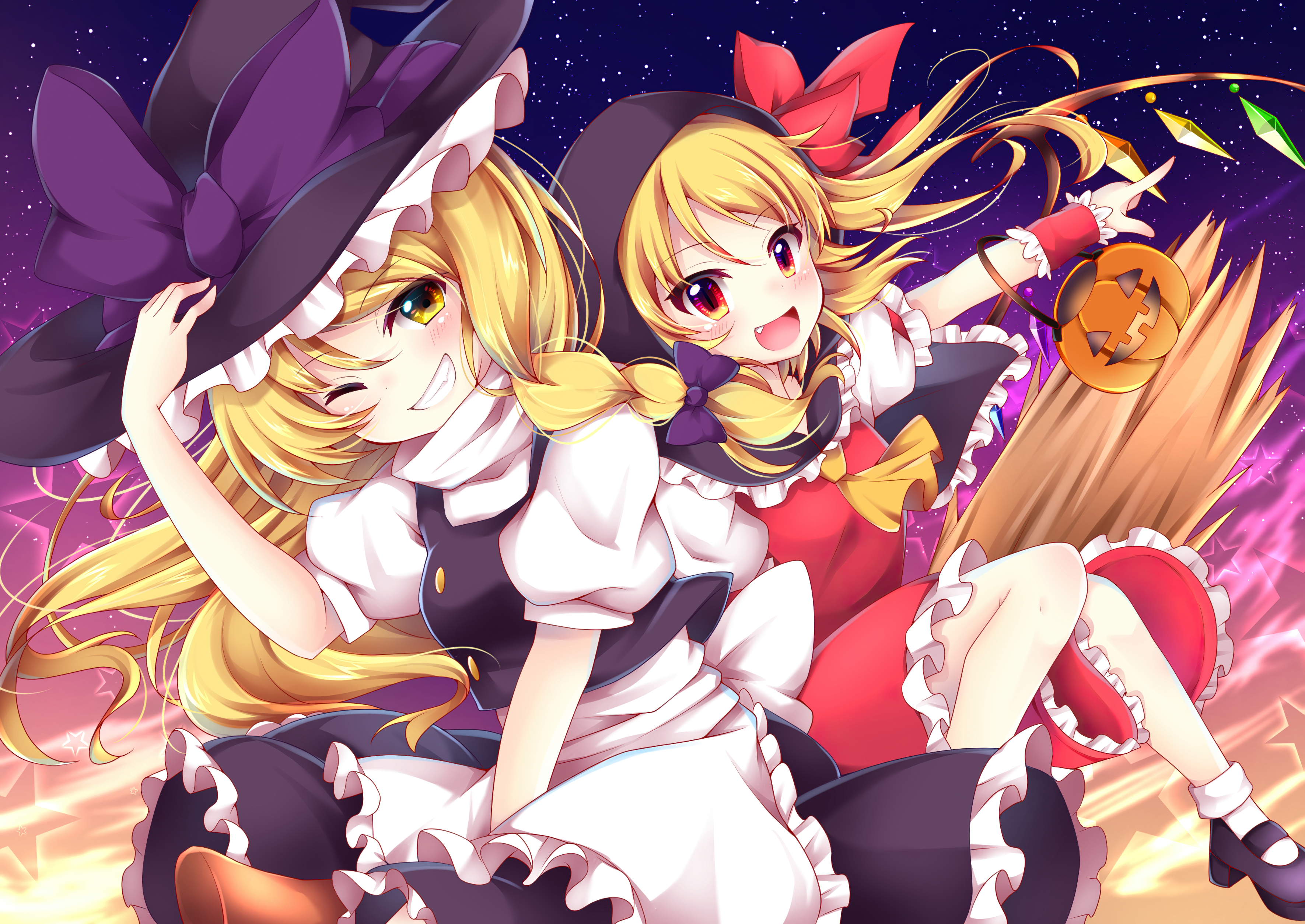 Download mobile wallpaper Anime, Flandre Scarlet, Touhou, Marisa Kirisame for free.