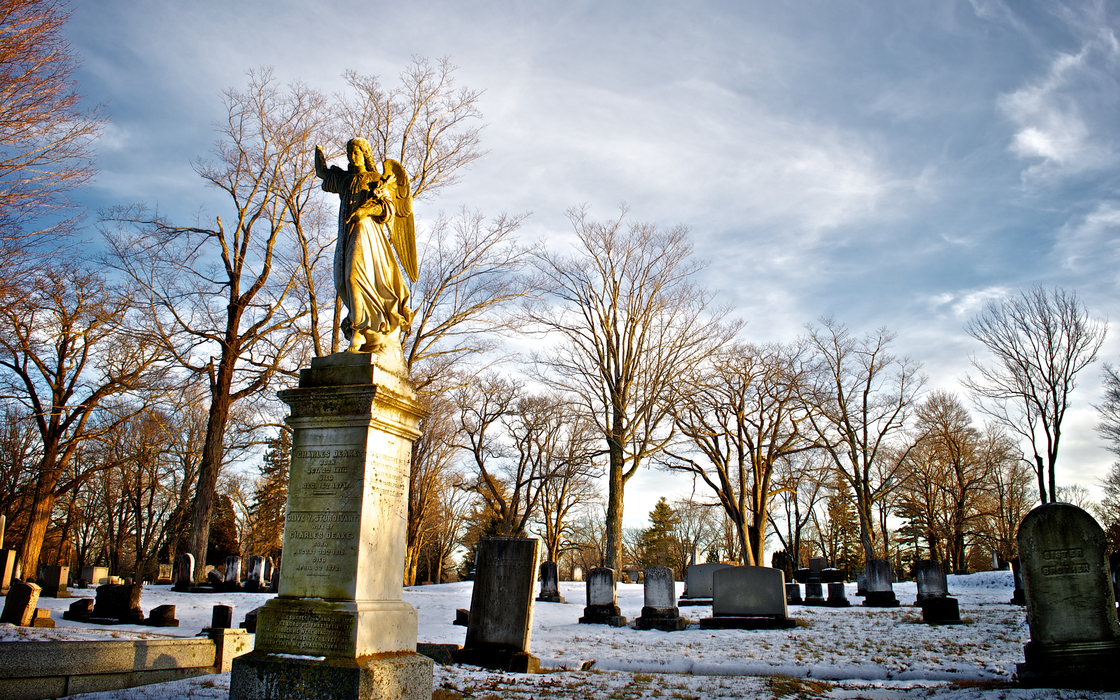 religious, cemetery, snow, tombstone, winter