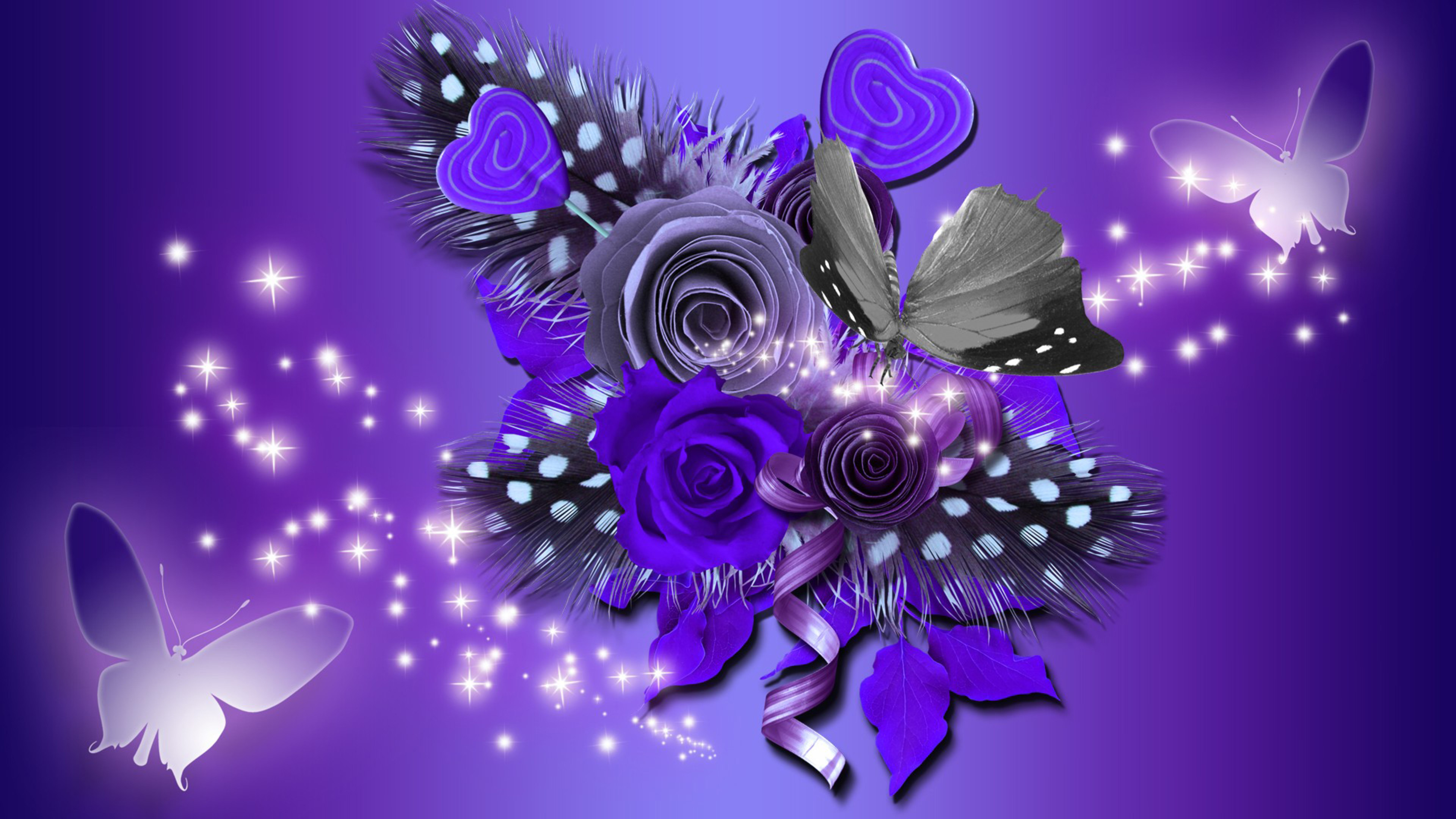 Download mobile wallpaper Flowers, Flower, Butterfly, Purple, Artistic for free.