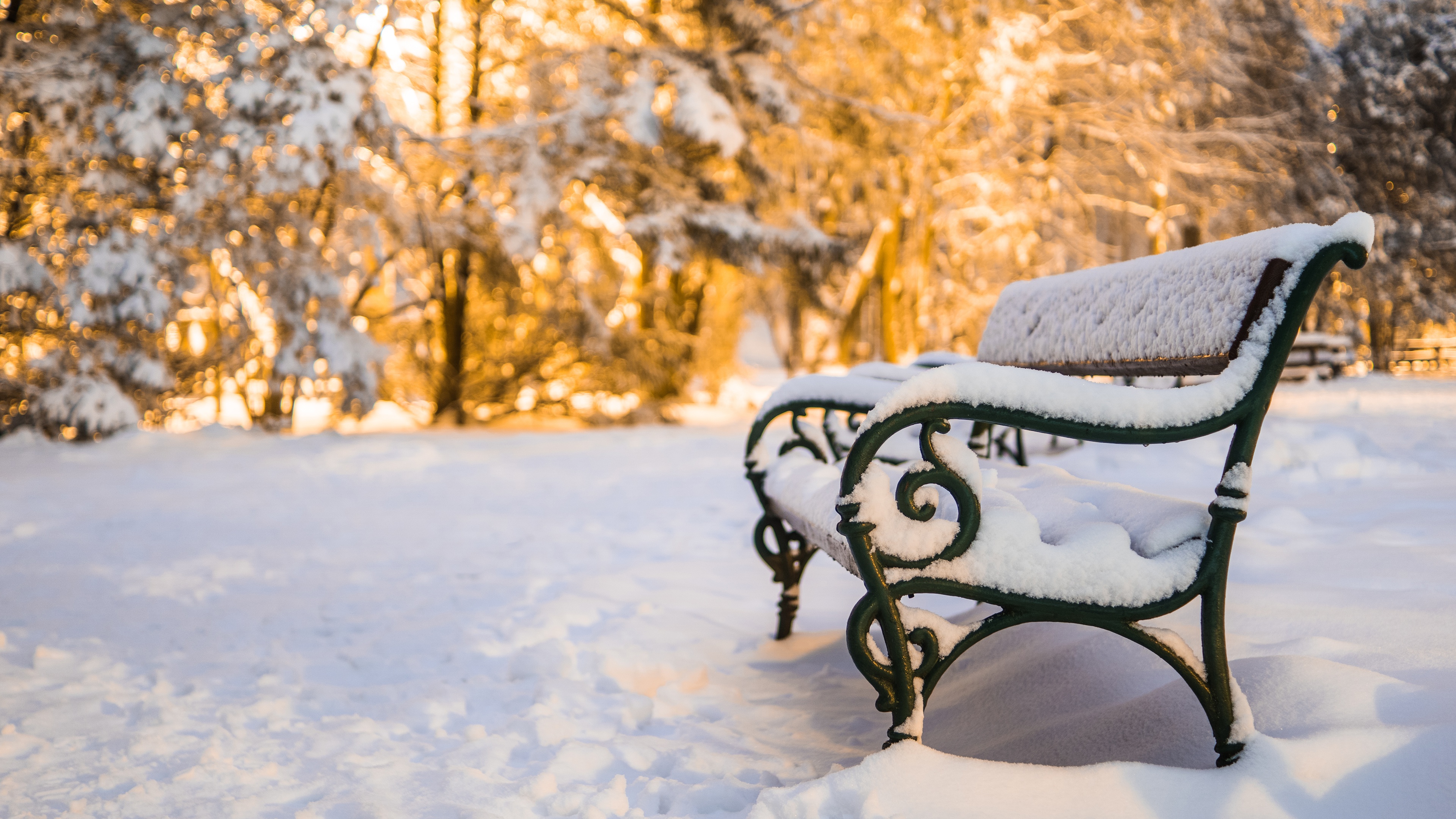 Free download wallpaper Winter, Snow, Bench, Man Made on your PC desktop