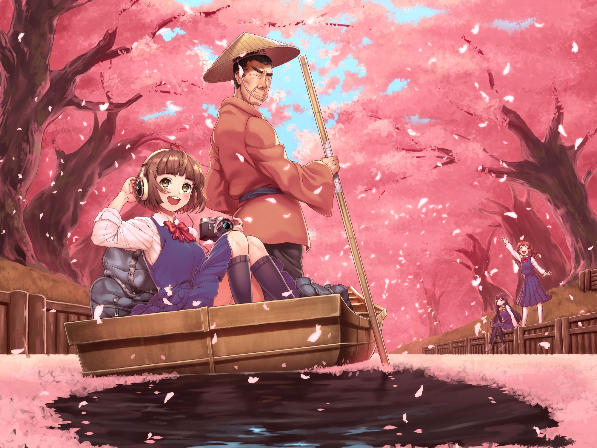 Descarga gratuita de fondo de pantalla para móvil de Sakura, Chica De Escuela, Original, Animado.