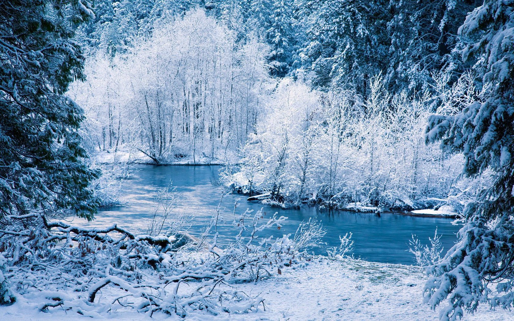 Free download wallpaper Rivers, Trees, Snow, Winter, Nature, Landscape on your PC desktop