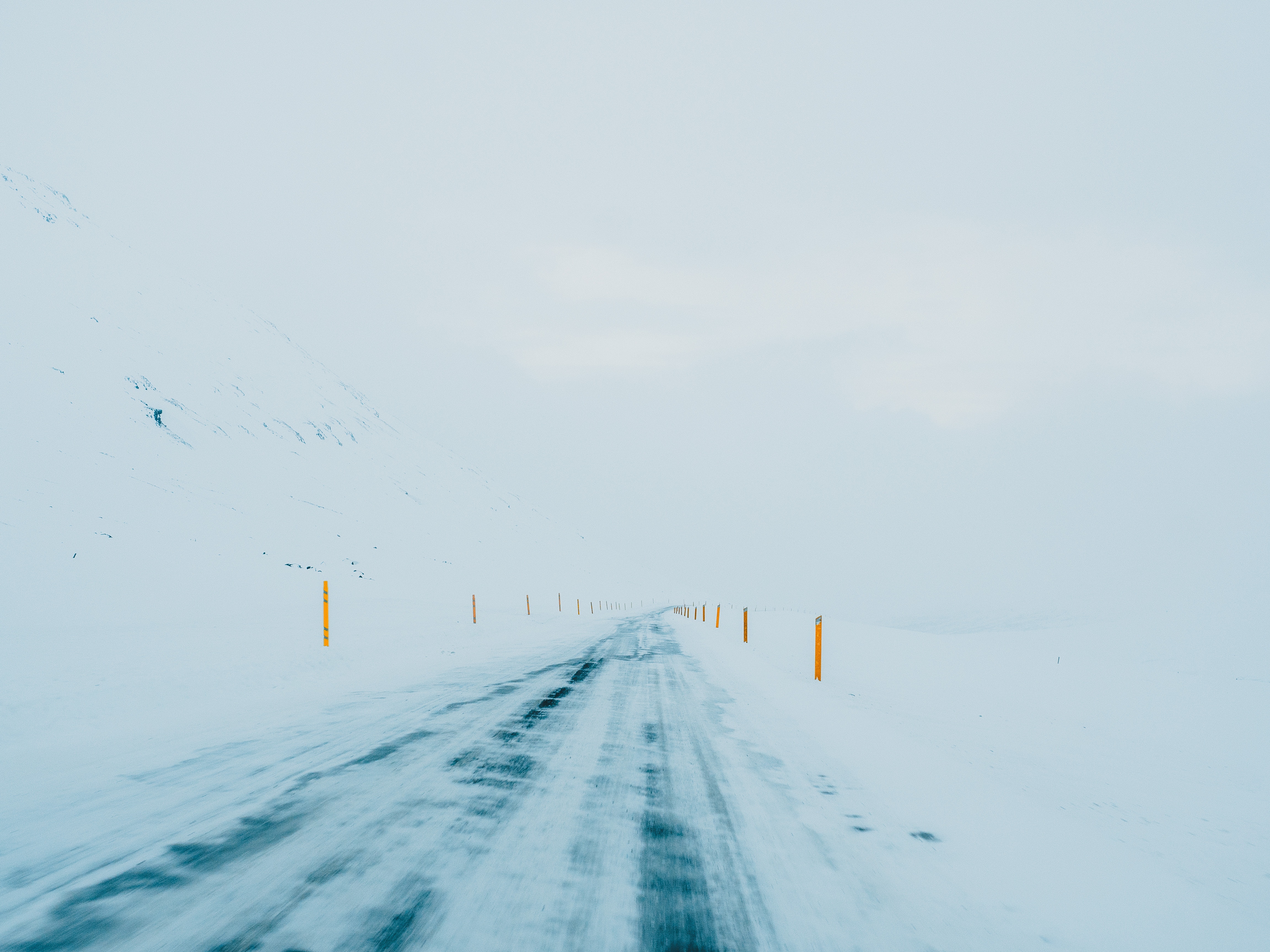 Download mobile wallpaper Winter, Snow, Road, Minimalism for free.