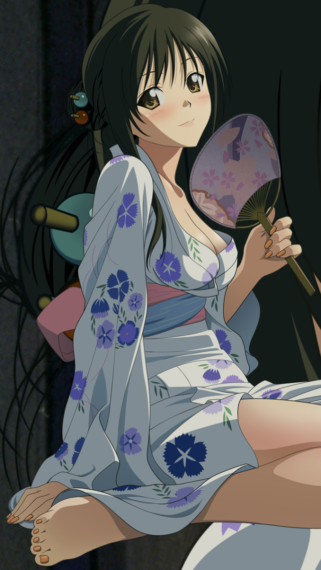 1378668 Hintergrundbild herunterladen animes, toraburu, braune augen, kimono, lange haare, schwarzes haar, yui kotegawa, yo love ru, erröten - Bildschirmschoner und Bilder kostenlos