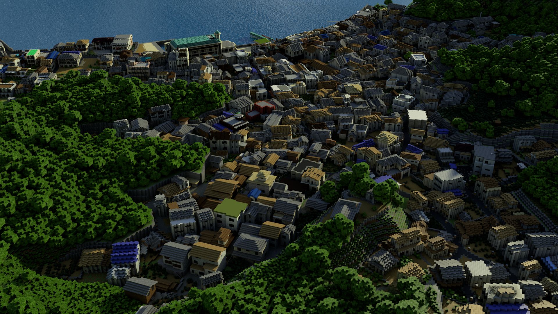 Free download wallpaper Minecraft, Village, Japan, Video Game on your PC desktop