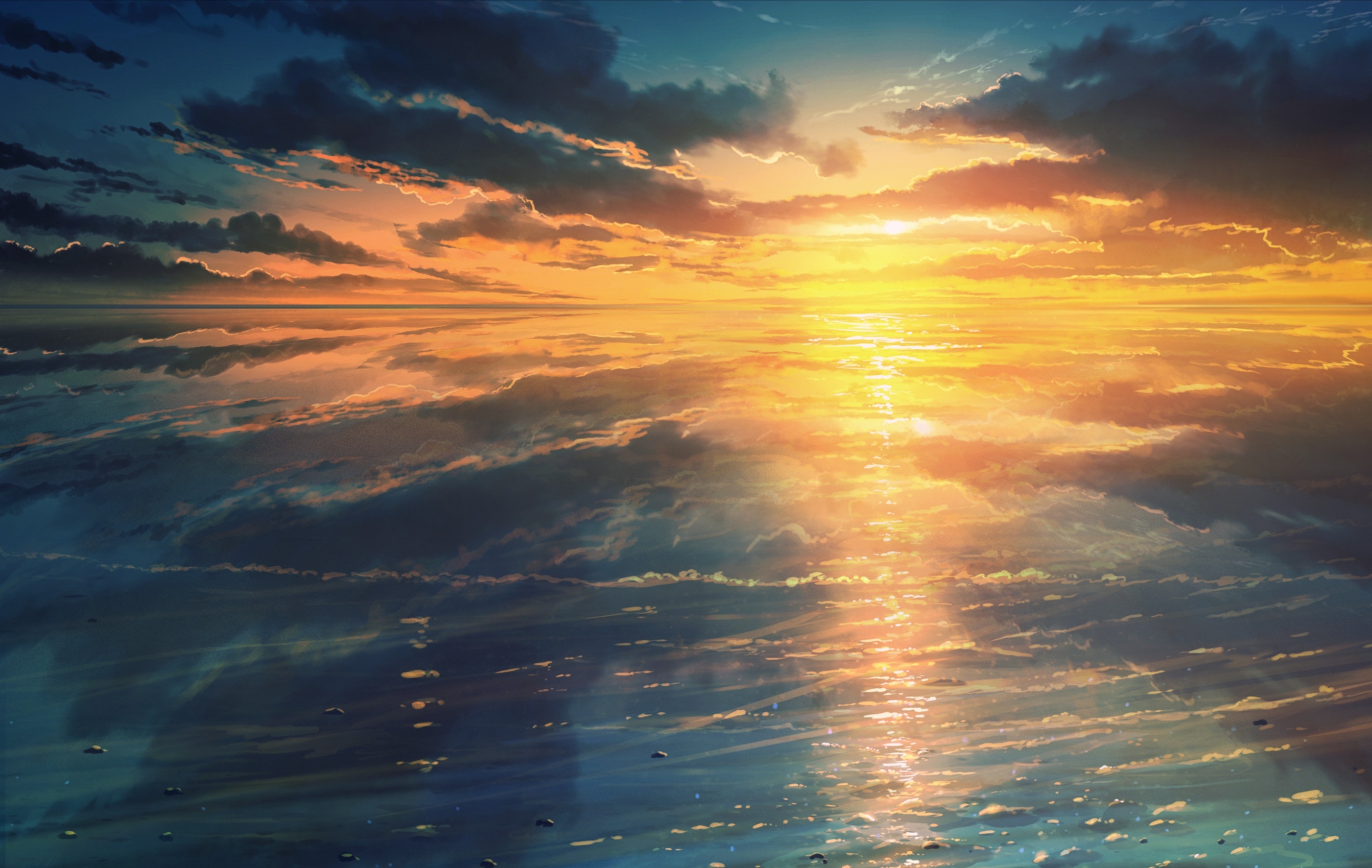 Download mobile wallpaper Anime, Water, Sunset for free.