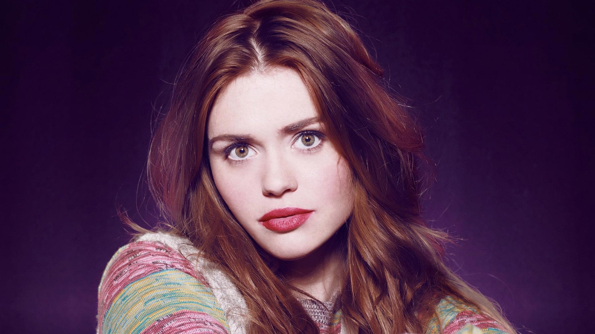 Download mobile wallpaper Redhead, Face, Green Eyes, Celebrity, Actress, Lipstick, Holland Roden for free.