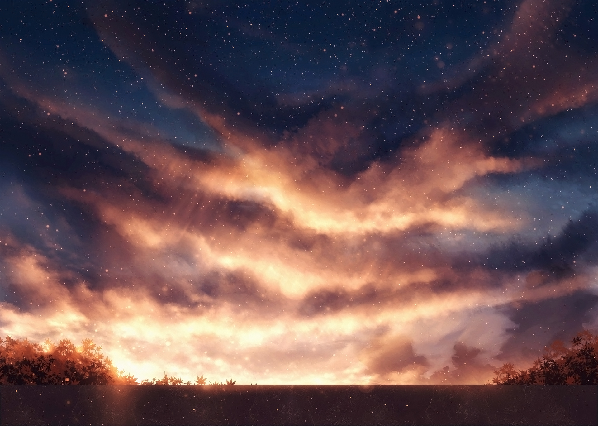 Free download wallpaper Anime, Fantasy, Sunset, Sky, Stars, Cloud, Original on your PC desktop