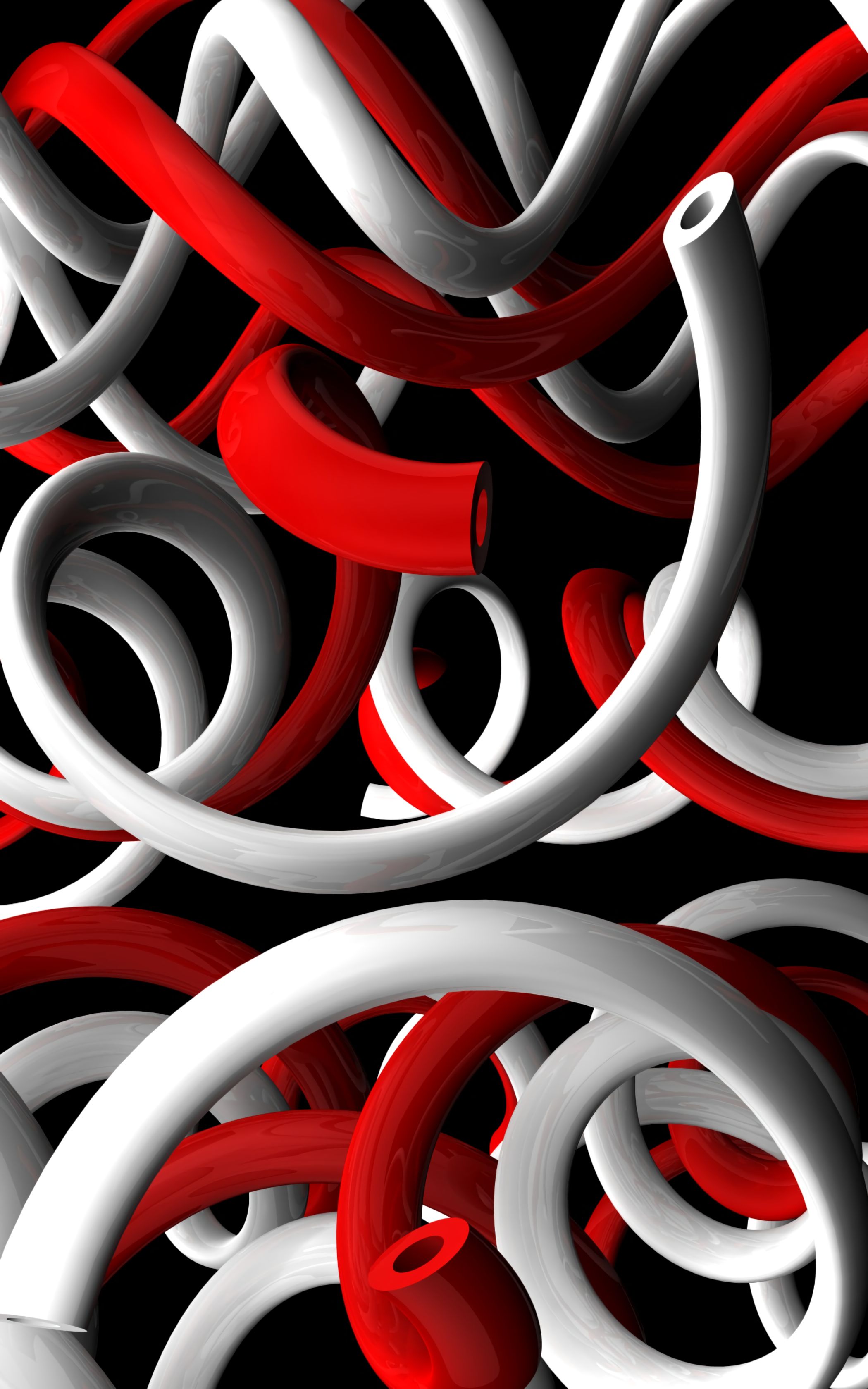 curved, white, involute, plexus, 3d, red, form, forms, swirling, bent