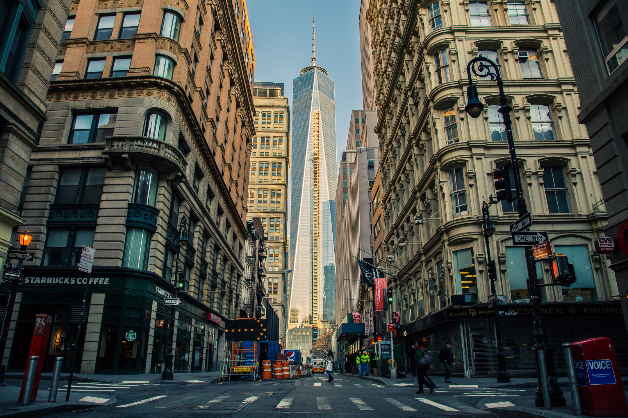 Download mobile wallpaper Cities, Building, Street, New York, Manhattan, Man Made for free.