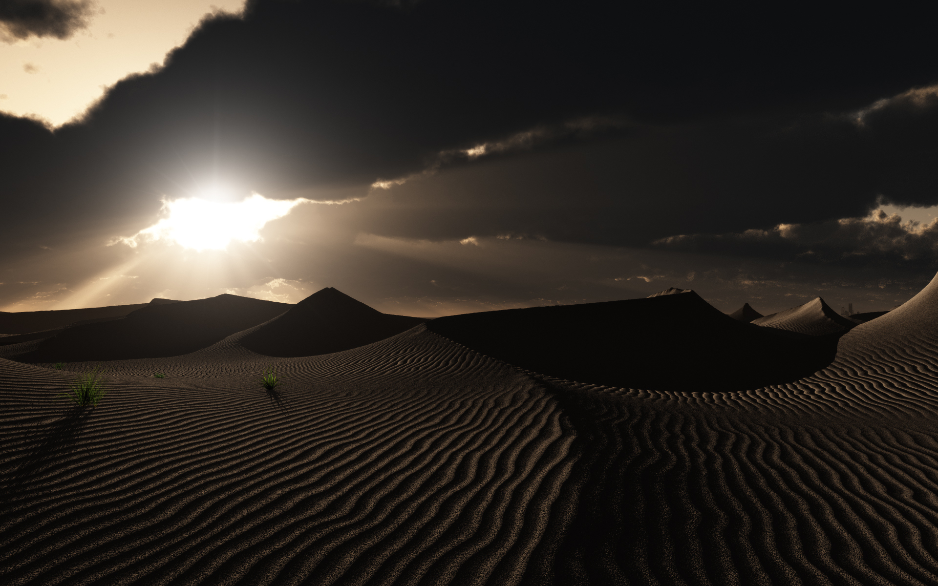 541130 télécharger l'image coucher de soleil, artistique, paysage, nuage, désert, dune - fonds d'écran et économiseurs d'écran gratuits