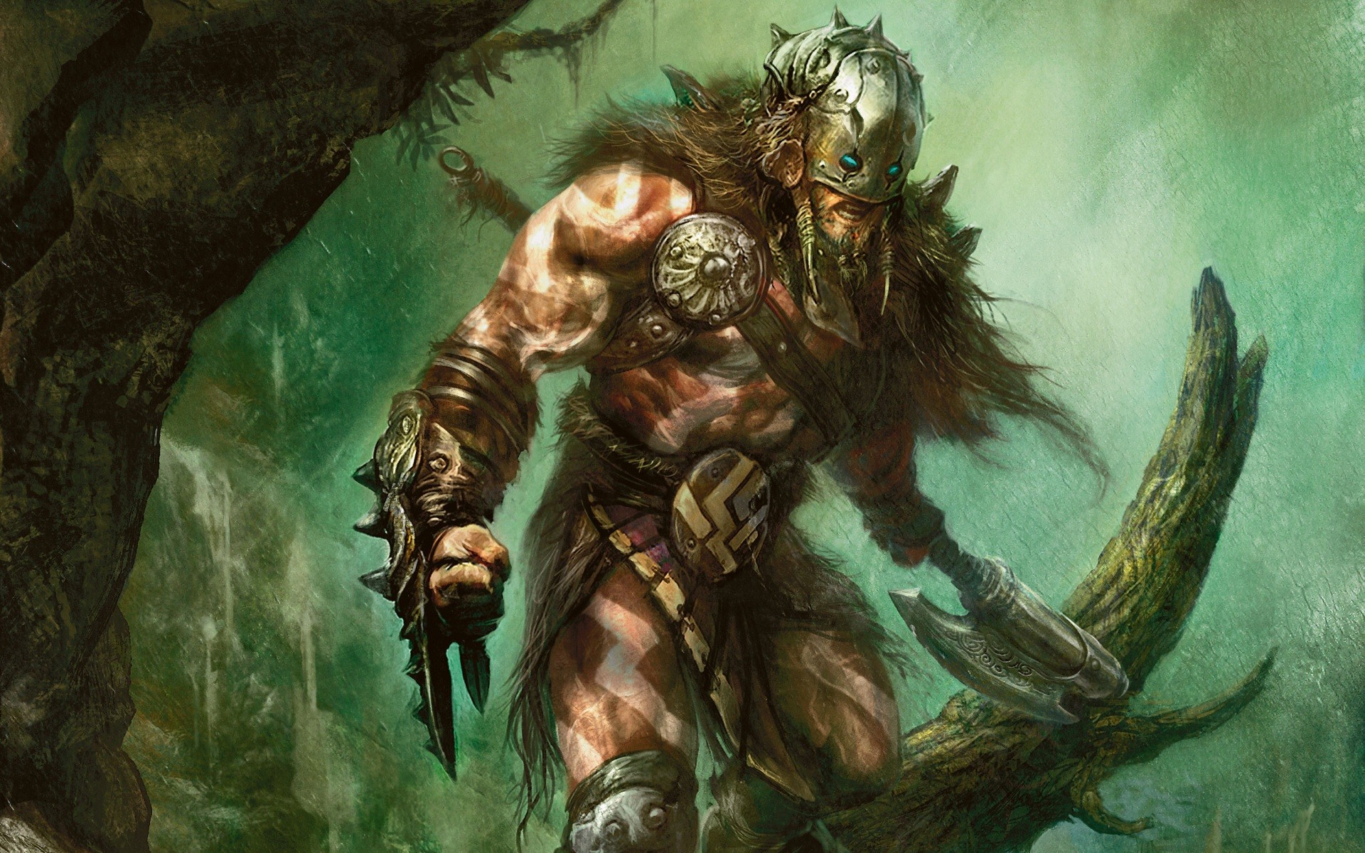 Download mobile wallpaper Fantasy, Helmet, Game, Warrior, Axe, Magic: The Gathering for free.
