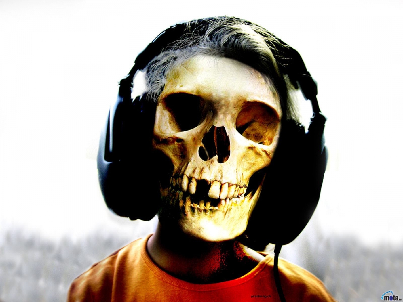 music, death, headphones, skeletons
