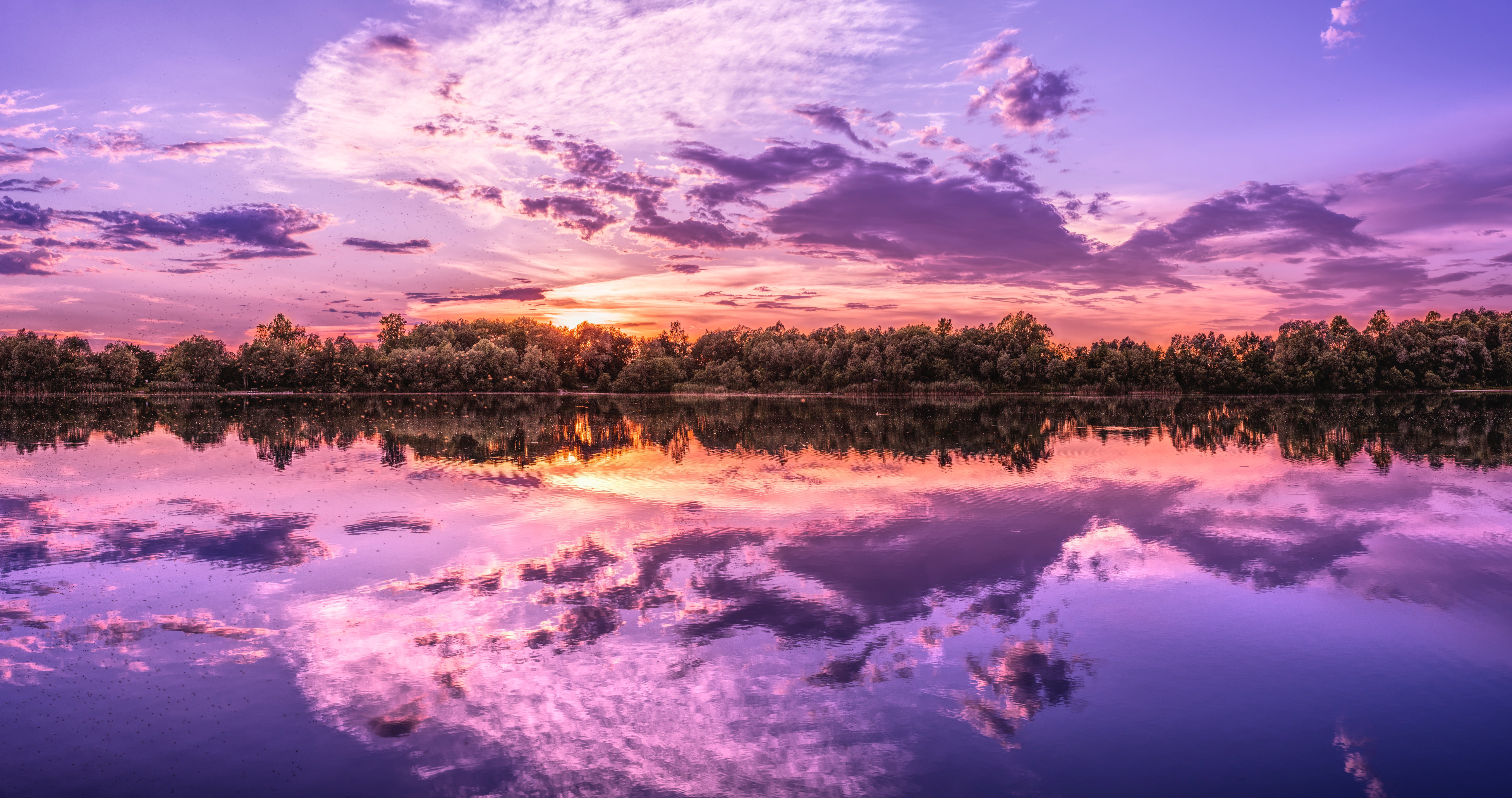 Download mobile wallpaper Nature, Sky, Lake, Reflection, Sunrise, Earth, Cloud for free.