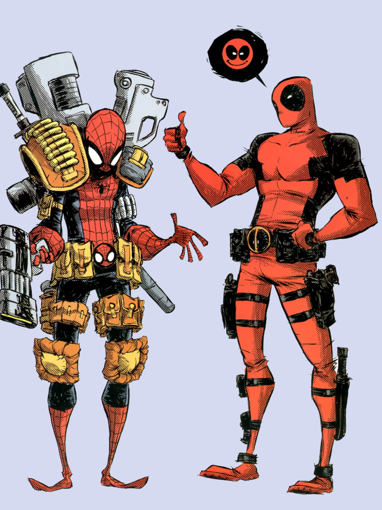 Download mobile wallpaper Spider Man, Deadpool, Comics, Humor for free.
