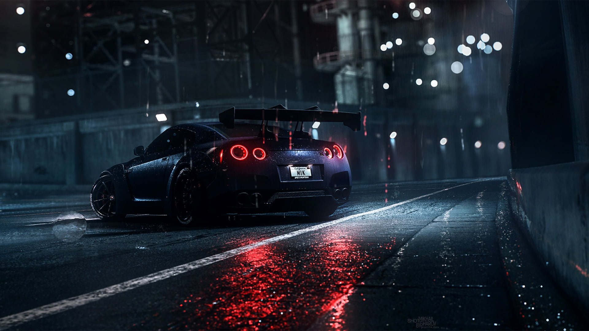 Download mobile wallpaper Nissan, Rain, Night, Road, Car, Nissan Gt R, Vehicles for free.