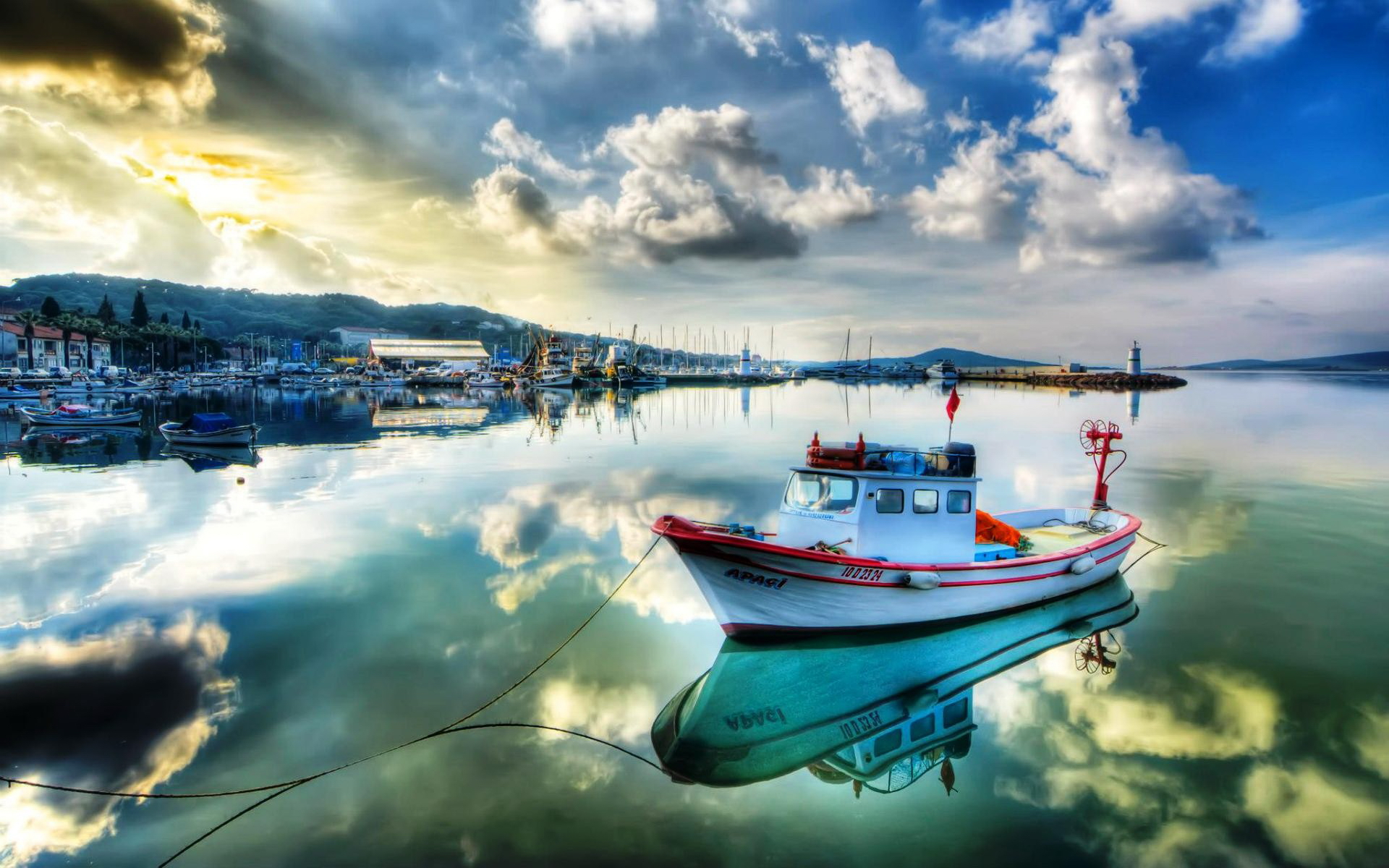 Free download wallpaper Reflection, Boat, Vehicles on your PC desktop