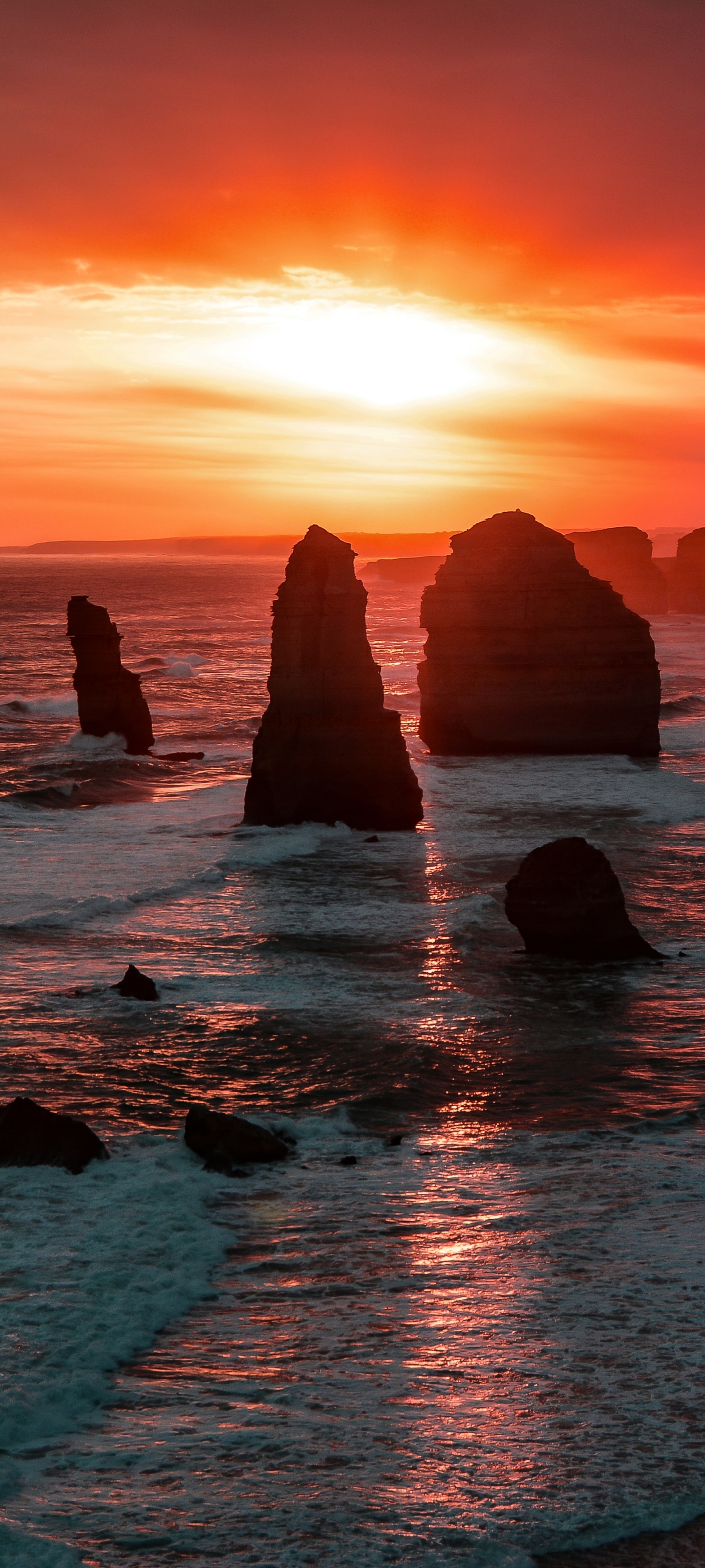 Download mobile wallpaper Nature, Sunset, Earth, Australia, The Twelve Apostles for free.