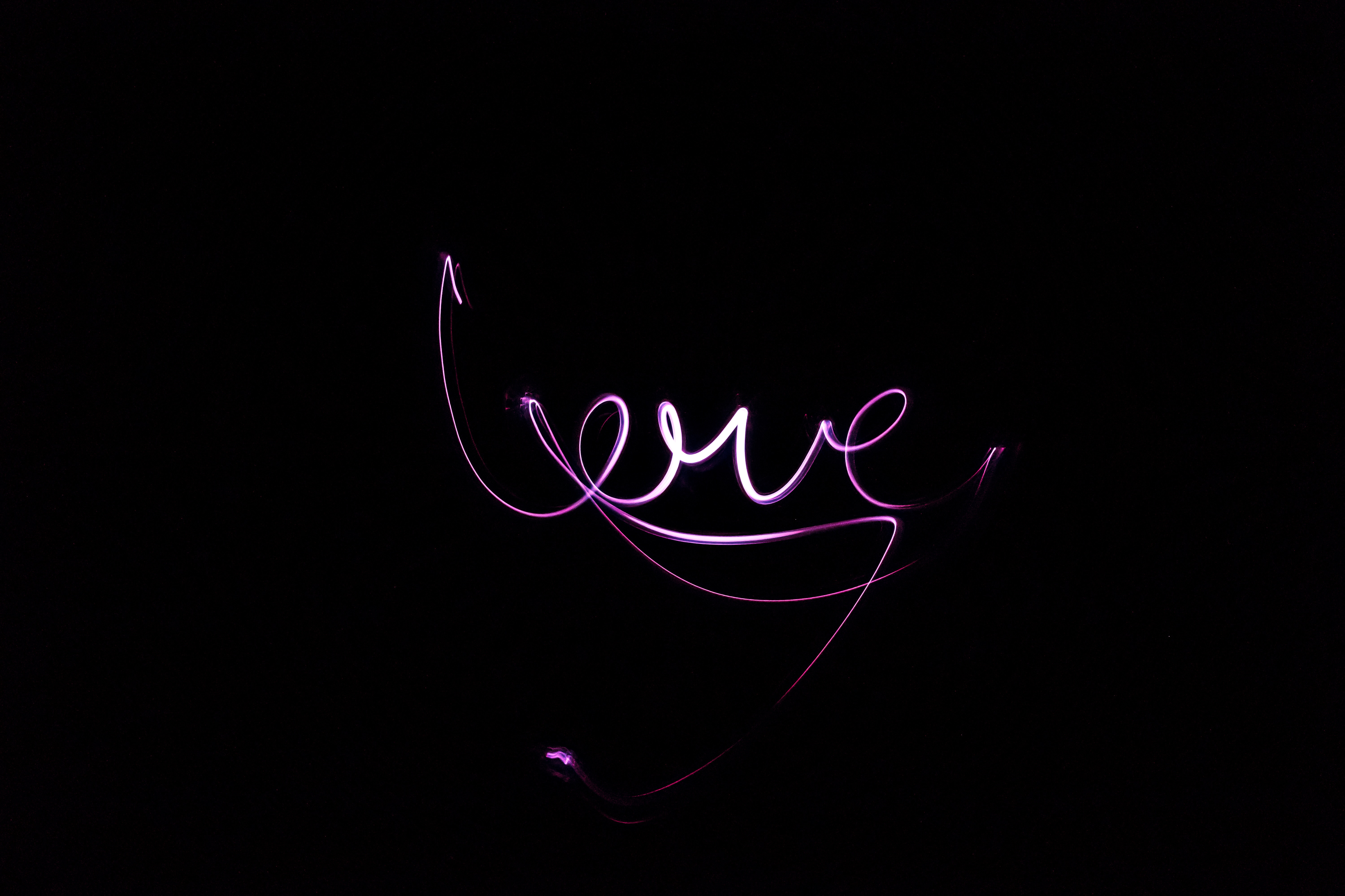 Desktop FHD love, neon, dark background, inscription, text