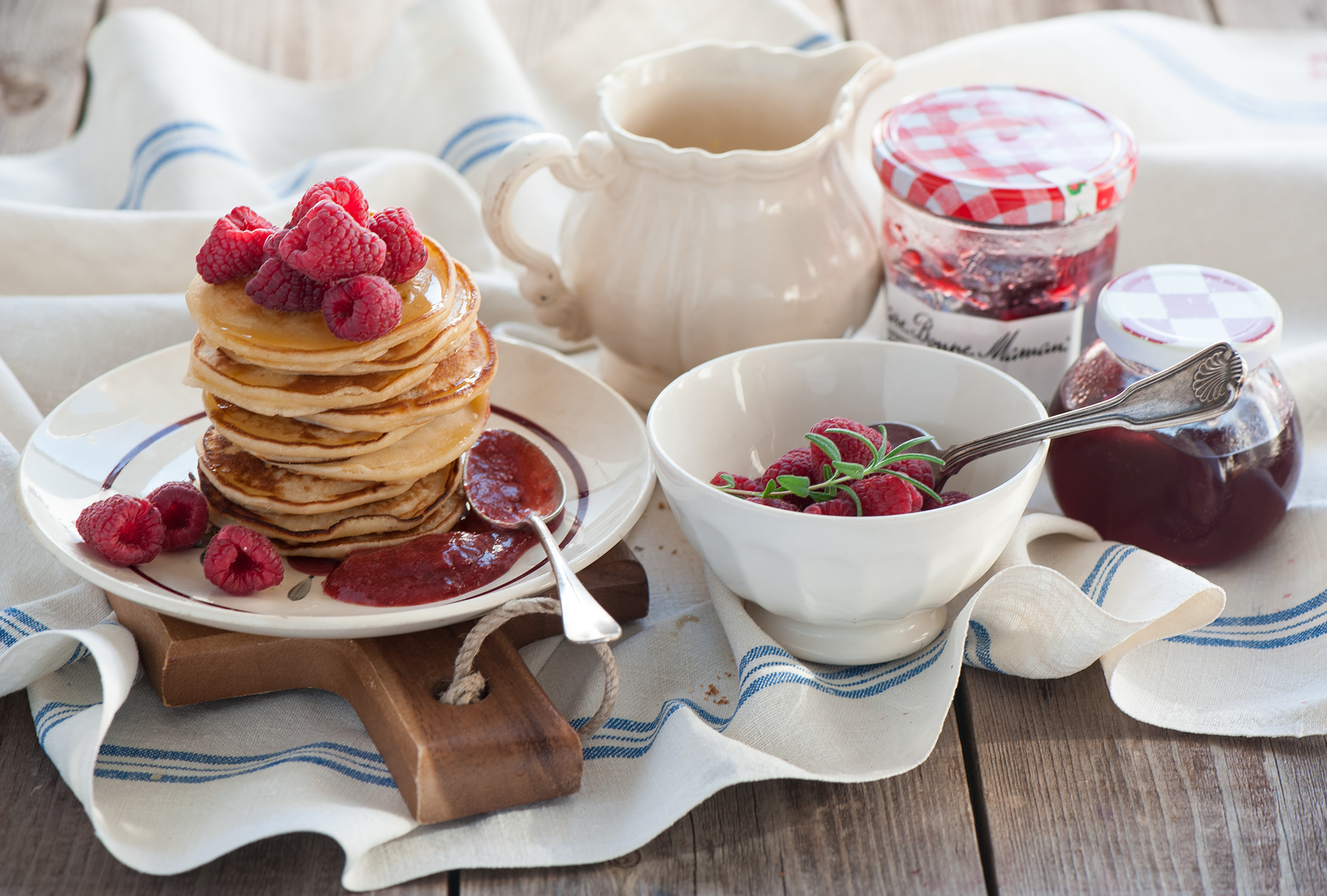 food, breakfast, jam, pancake, raspberry
