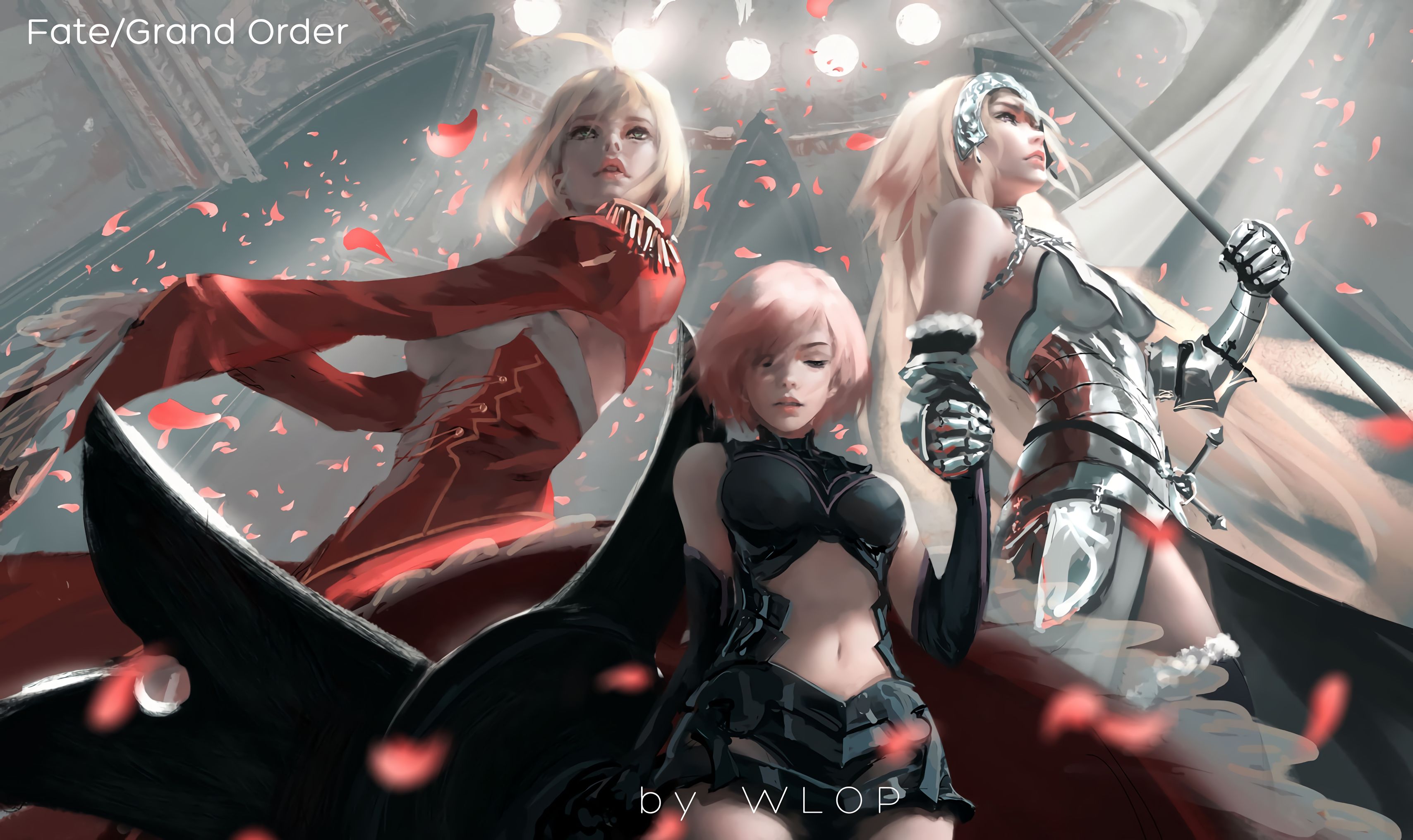 anime, fate/grand order, red saber, ruler (fate/apocrypha), shielder (fate/grand order), fate series