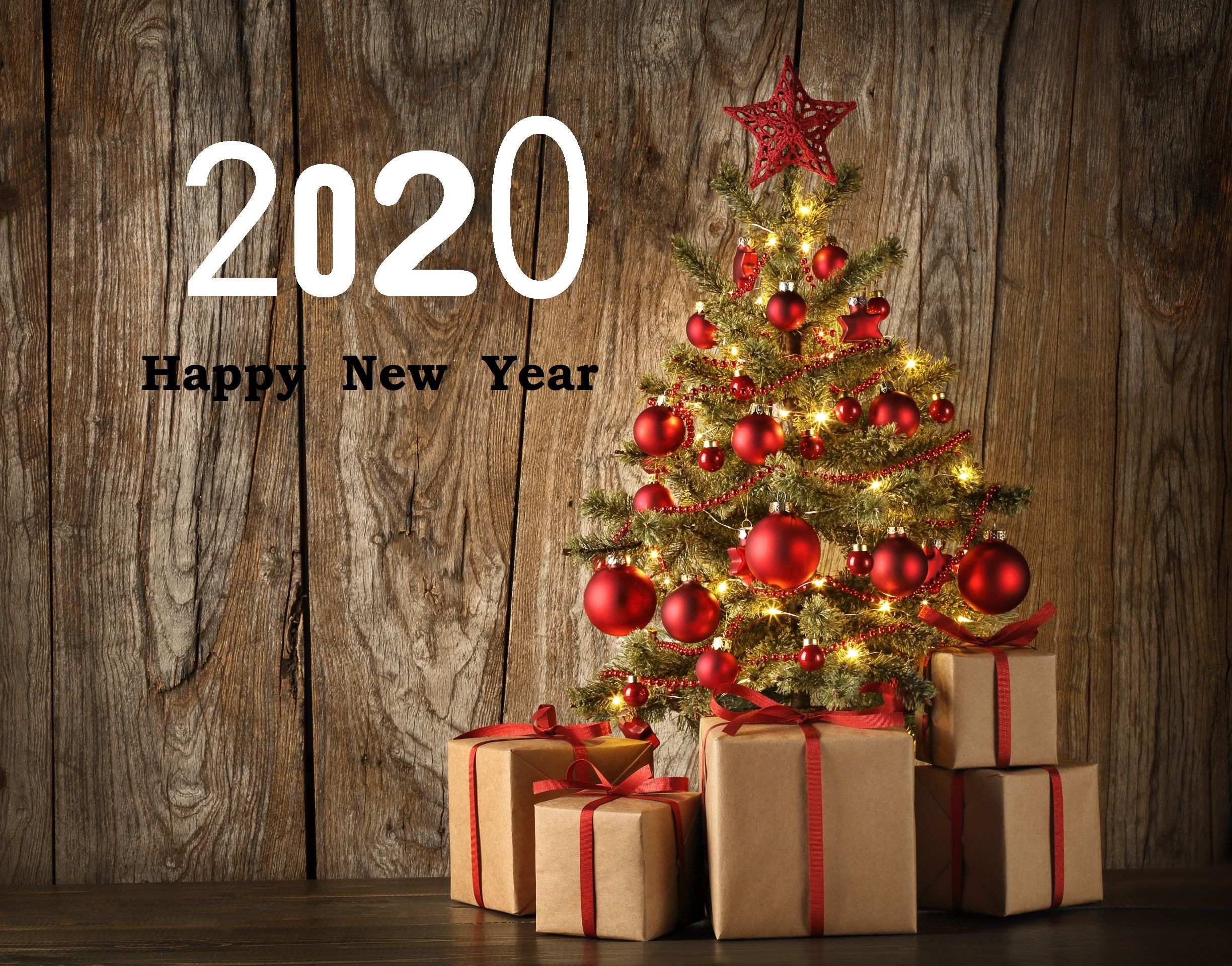 Handy-Wallpaper Feiertage, Holz, Geschenk, Weihnachtsbaum, Frohes Neues Jahr, Neujahr 2020 kostenlos herunterladen.