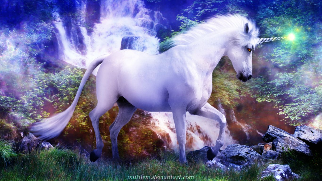 Free download wallpaper Magic, Fantasy, Waterfall, Unicorn, Fantasy Animals on your PC desktop