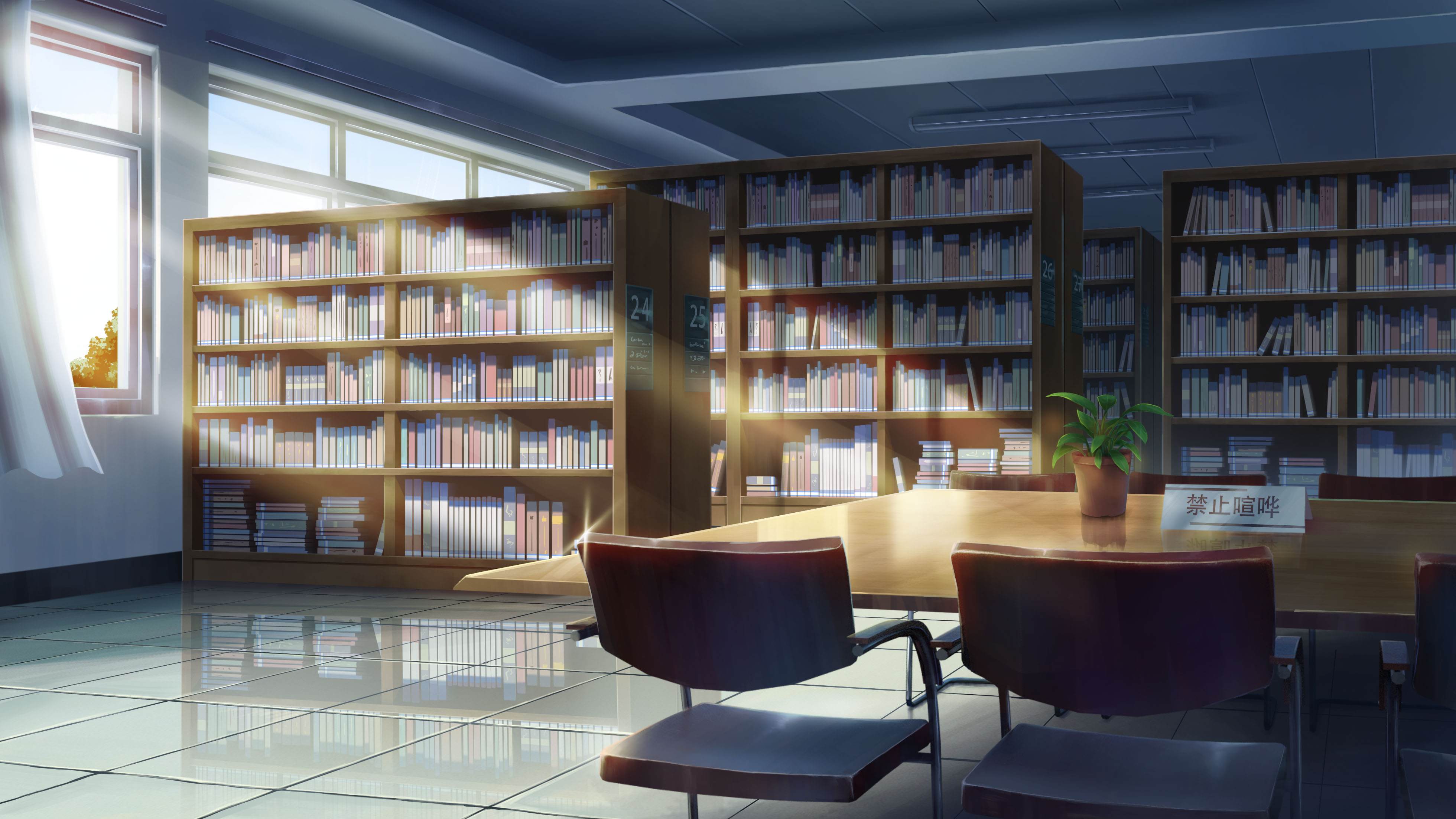 Baixar papel de parede para celular de Anime, Cadeira, Livro, Biblioteca gratuito.