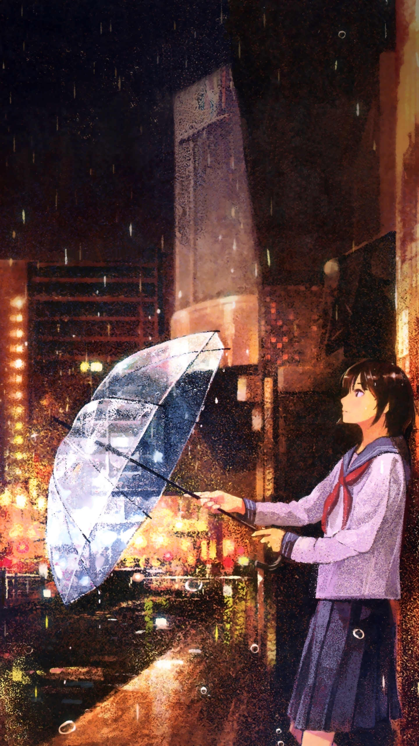 Download mobile wallpaper Anime, Rain, City, Original for free.