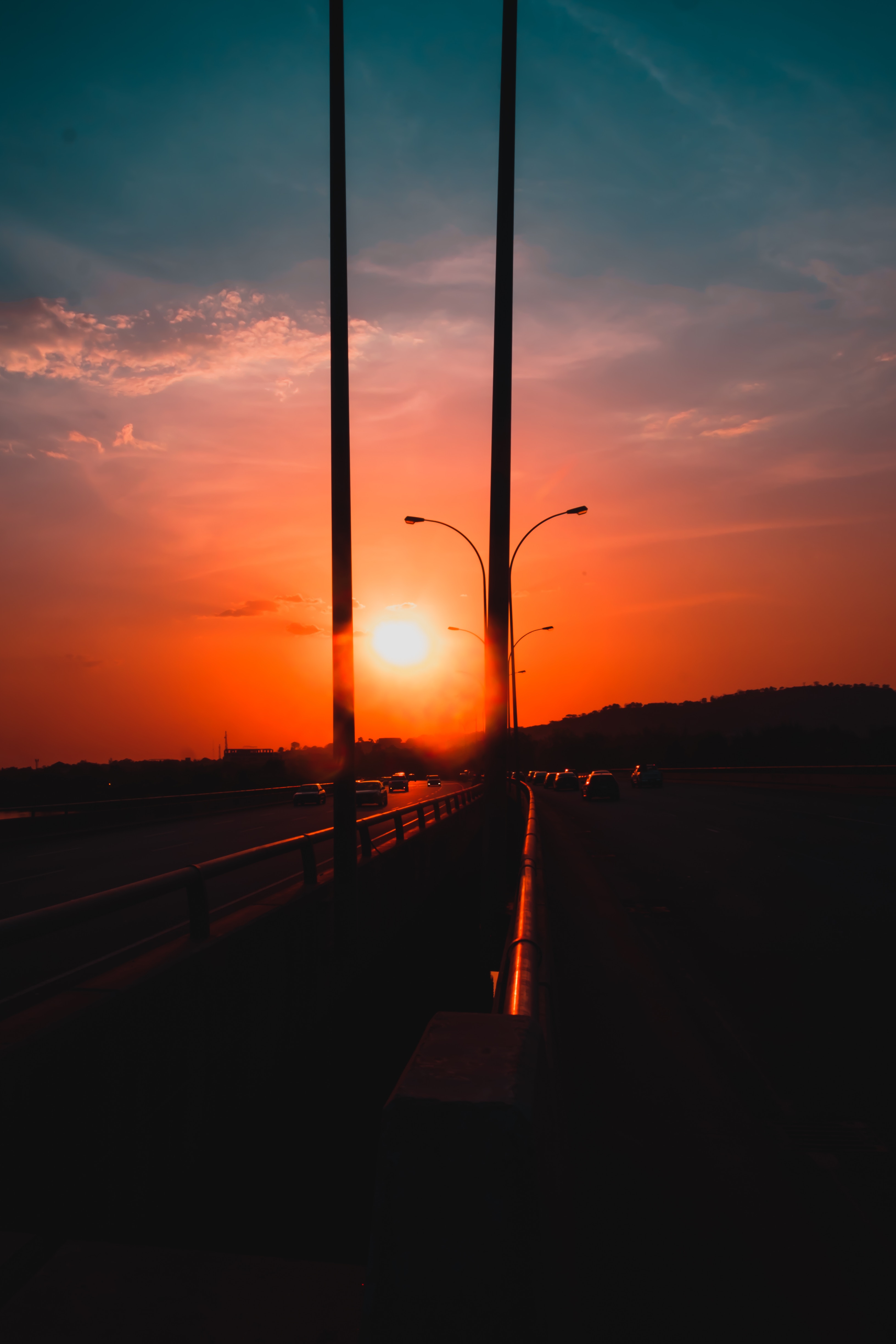 evening, sunset, cities, sky, twilight, road, dusk for android