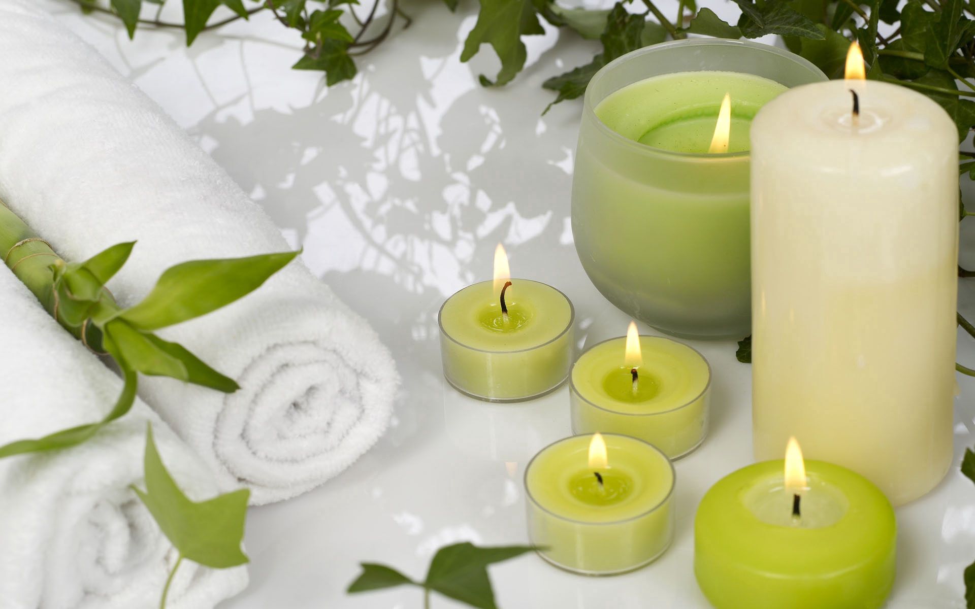 candles, massage, leaves, miscellanea, miscellaneous, aromatherapy