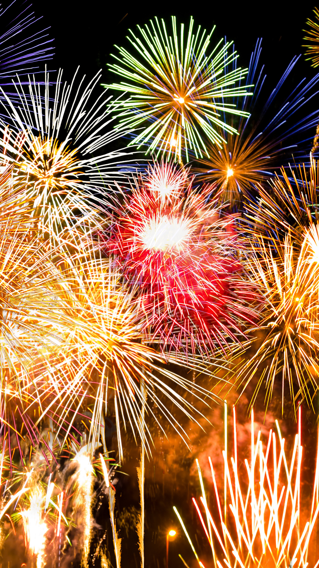 Download mobile wallpaper Sky, Night, Colorful, Fireworks, Photography for free.