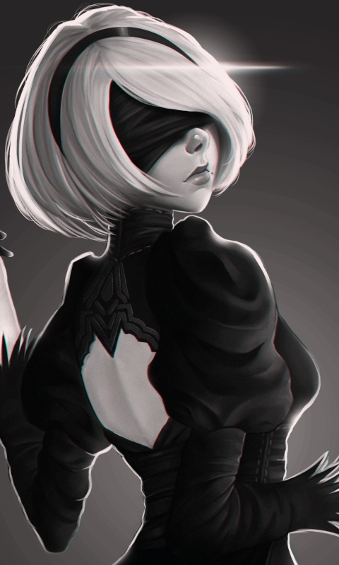 Handy-Wallpaper Schwarz Weiß, Schwarz Weiss, Computerspiele, Yorha Nr 2 Typ B, Nier: Automata kostenlos herunterladen.