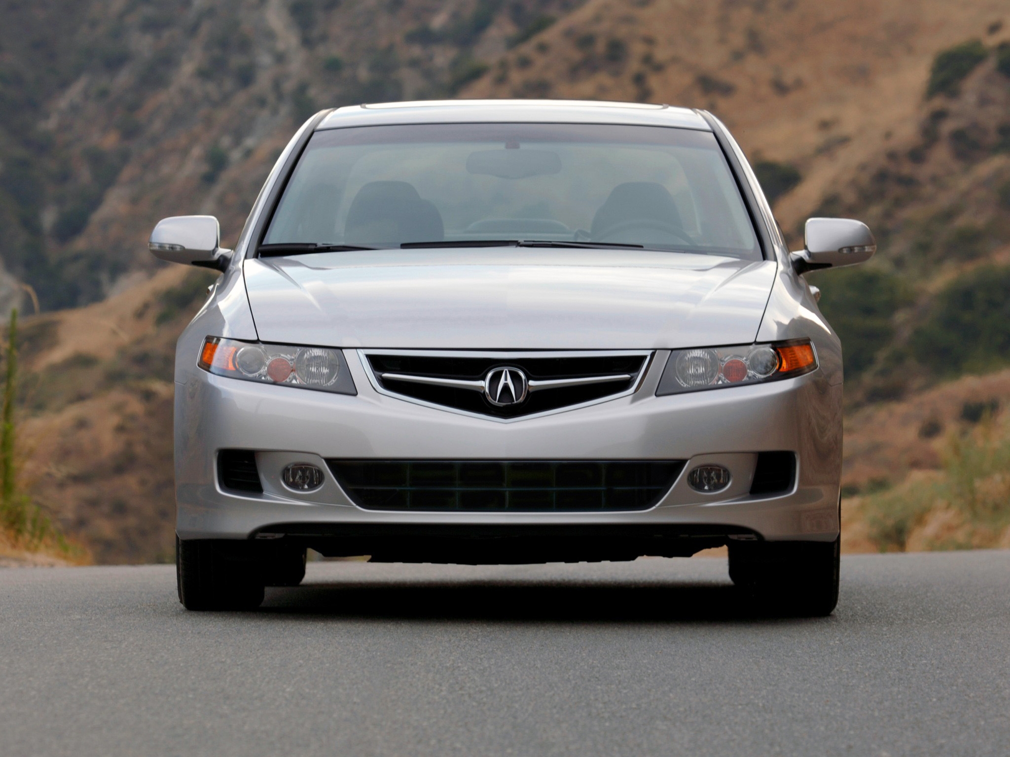 Free download wallpaper Auto, Nature, Acura, Front View, Style, Akura, Silver Metallic, 2006, Tsx, Cars on your PC desktop