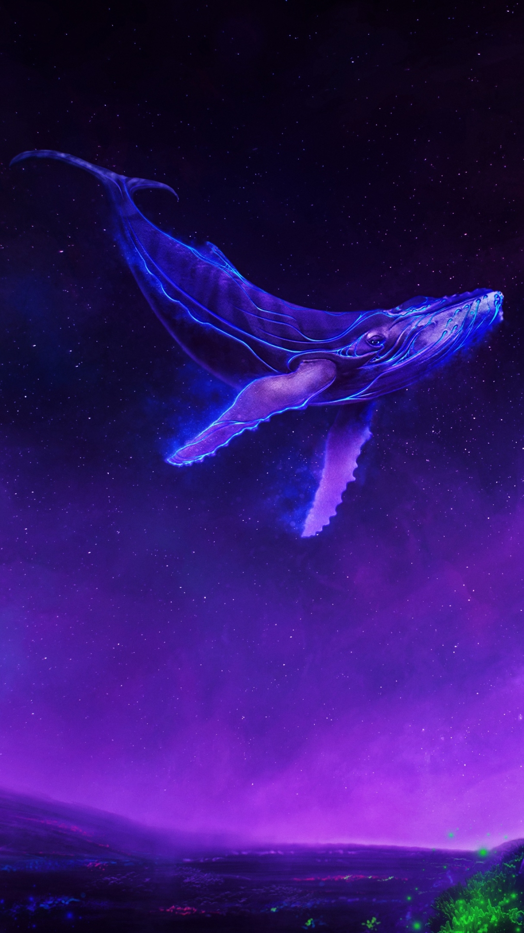 Download mobile wallpaper Fantasy, Sky, Purple, Whale, Fantasy Animals for free.