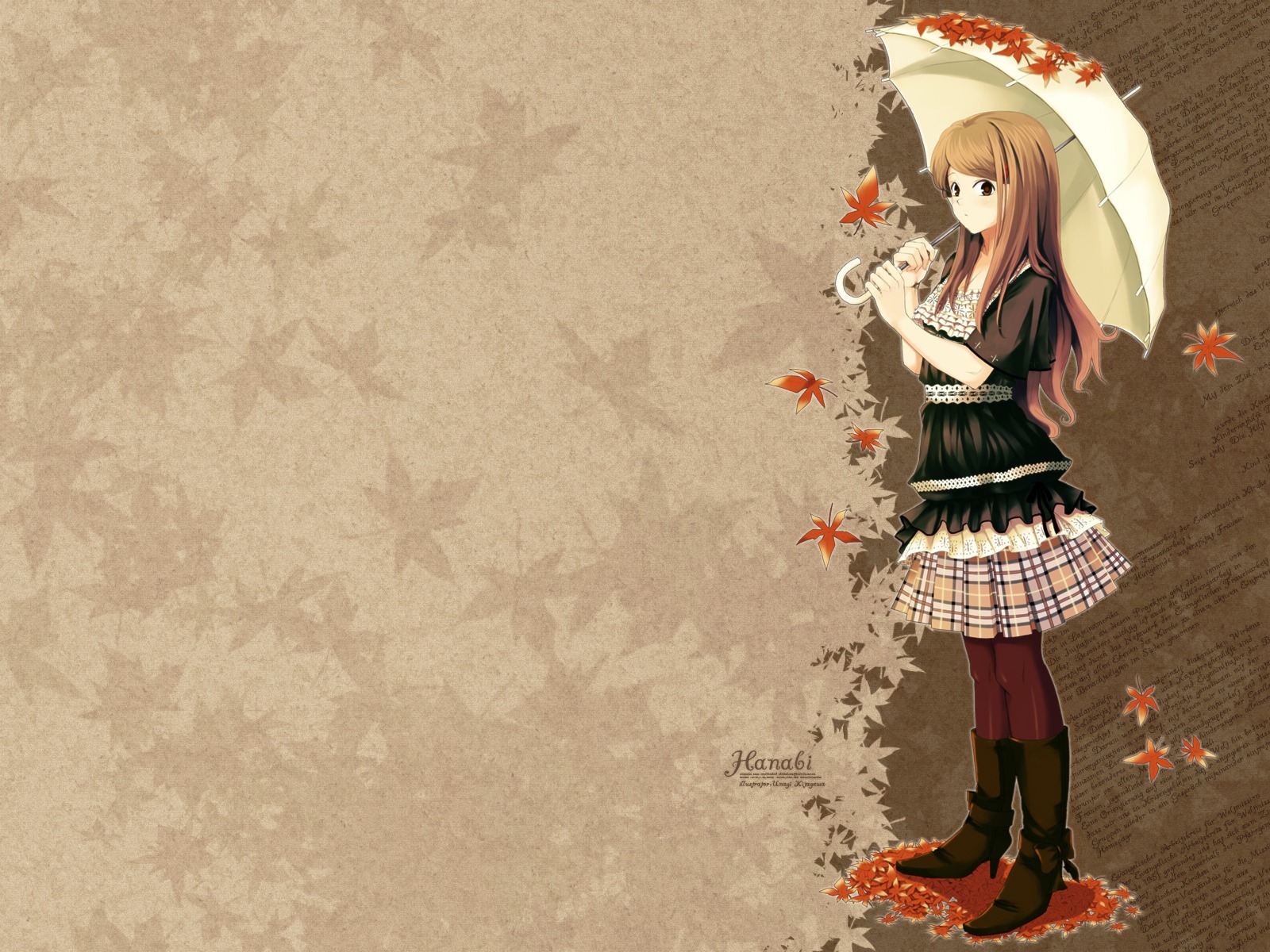Download mobile wallpaper Anime, Fall, Girl, Umbrella for free.
