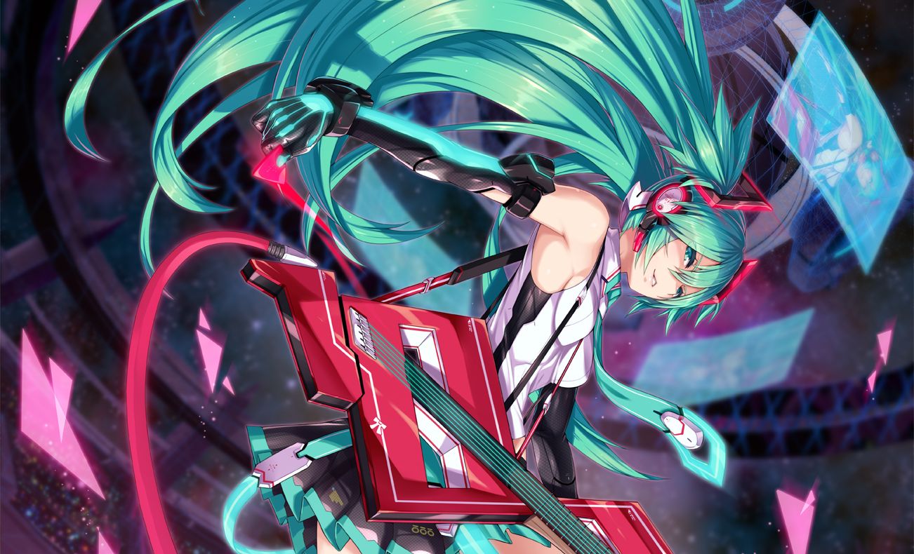 Download mobile wallpaper Anime, Guitar, Vocaloid, Hatsune Miku for free.