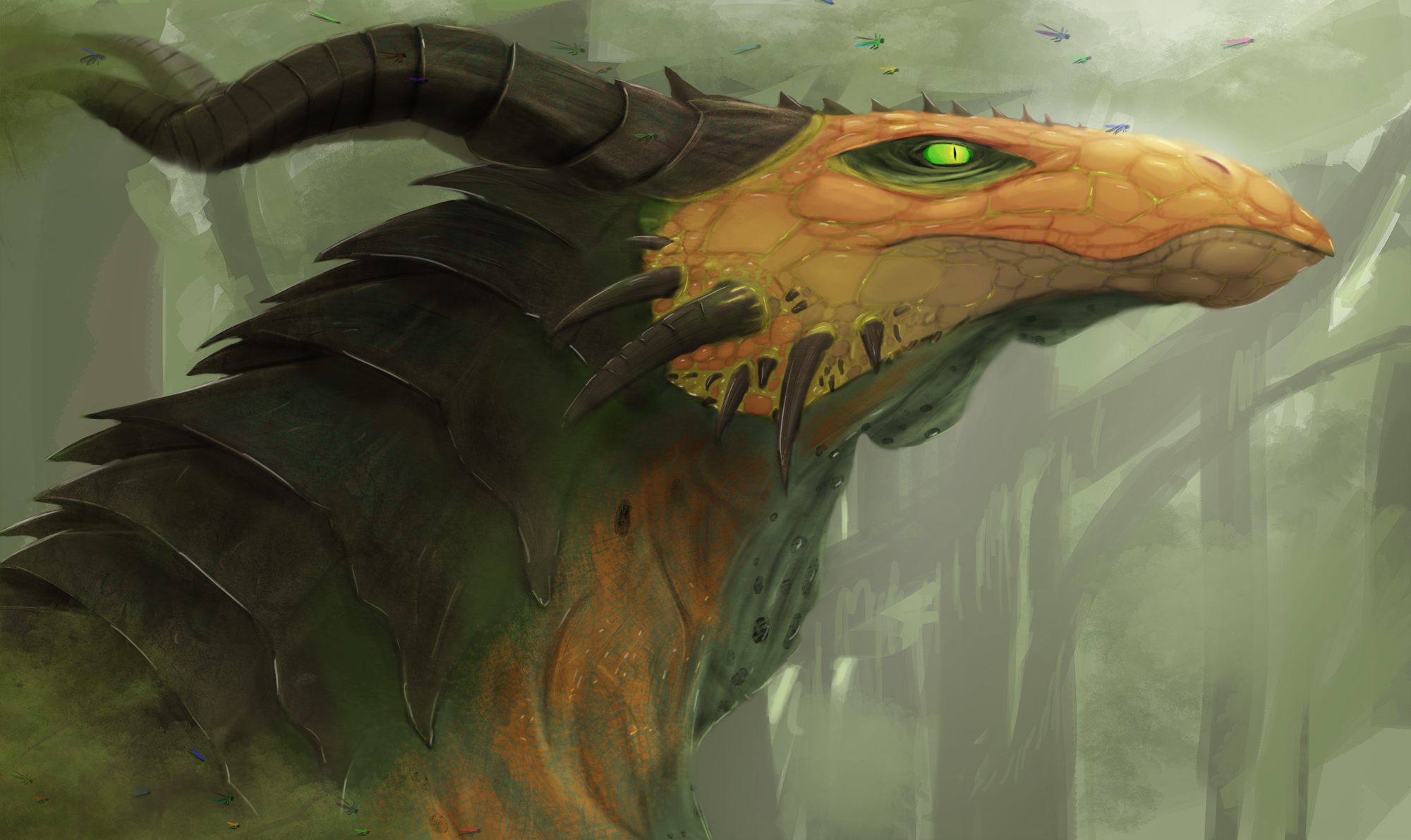 Free download wallpaper Fantasy, Dragon, Horns, Green Eyes on your PC desktop
