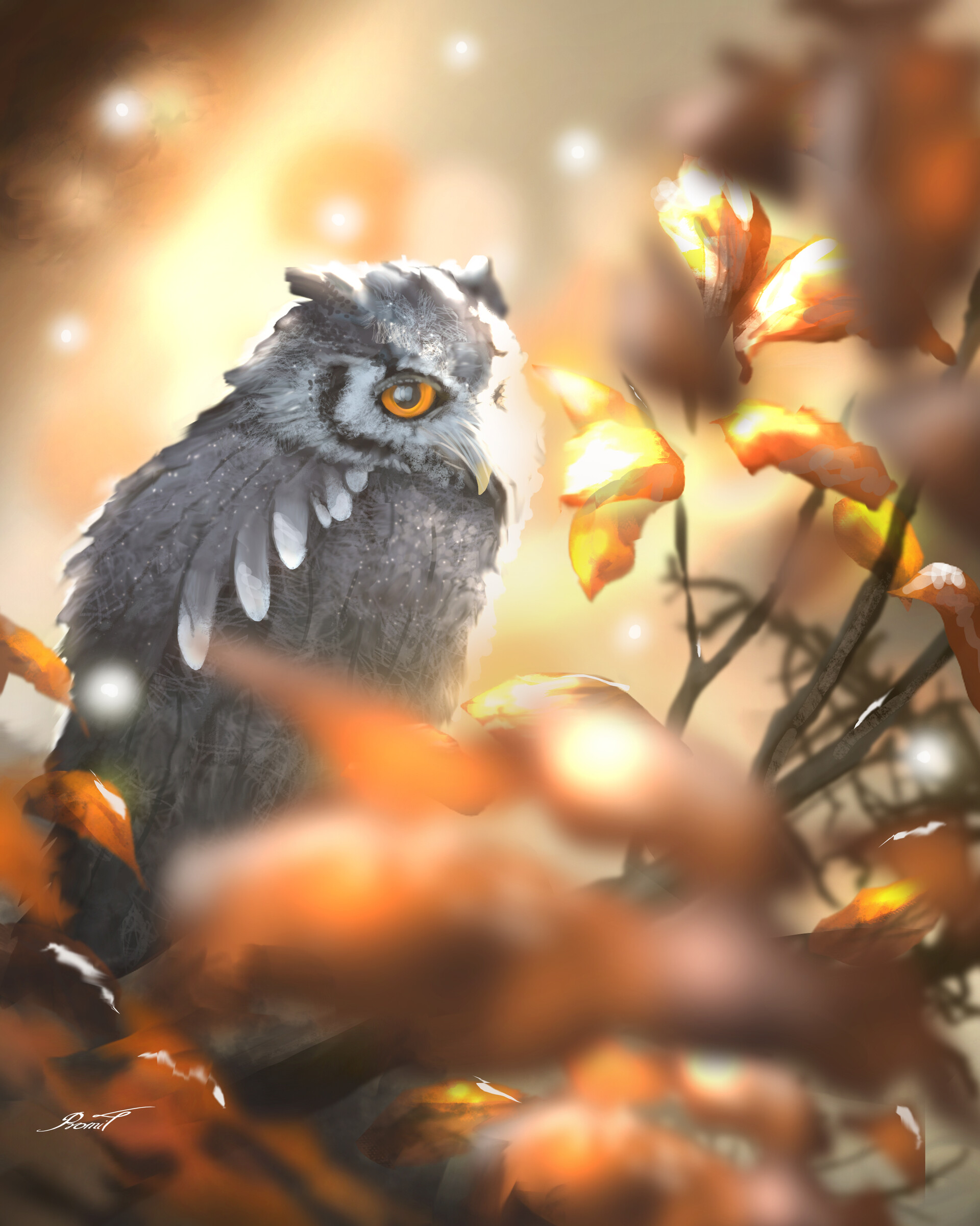 Download mobile wallpaper Branch, Bird, Art, Owl for free.