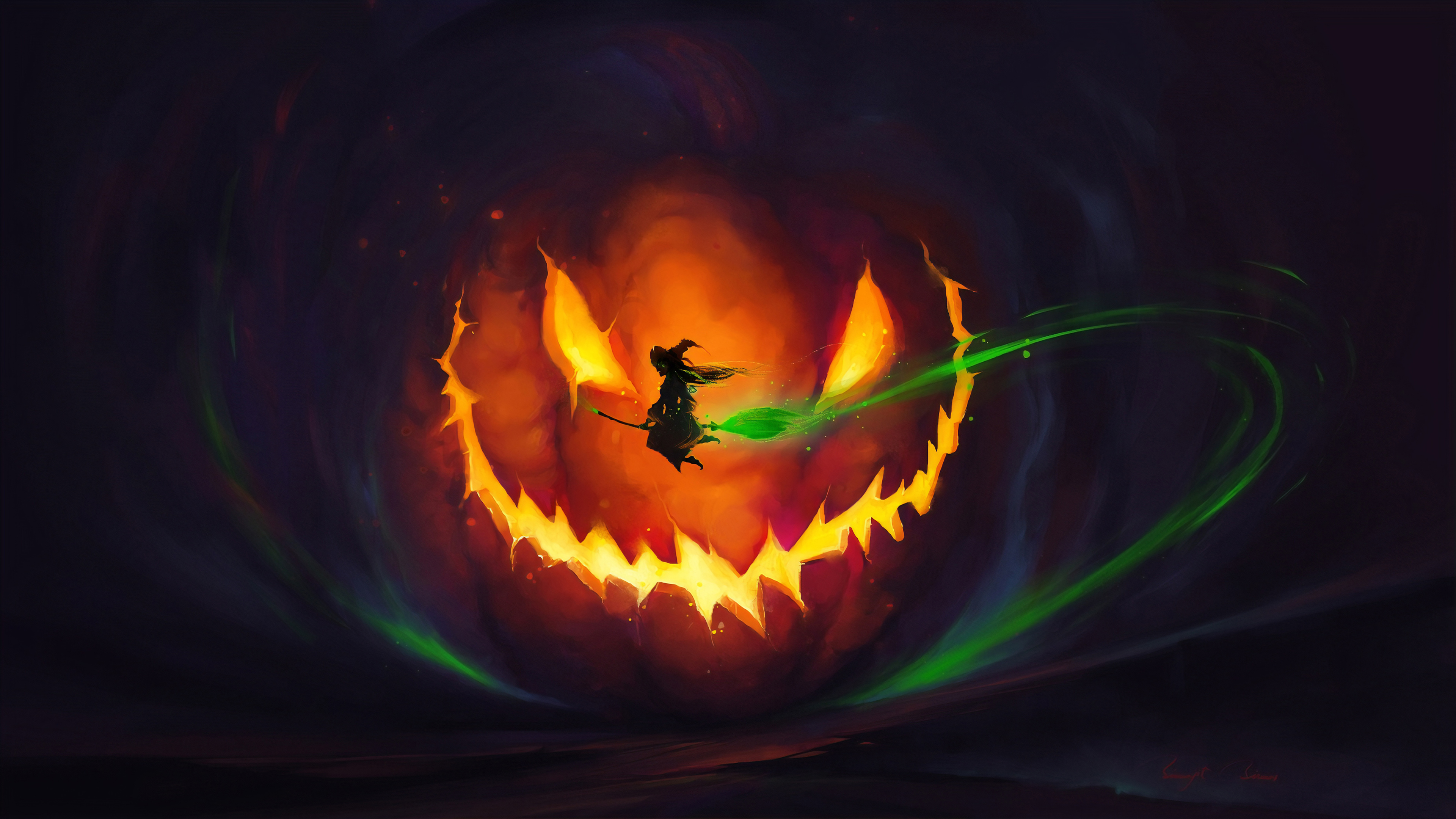 Download mobile wallpaper Fantasy, Halloween, Witch, Jack O' Lantern for free.